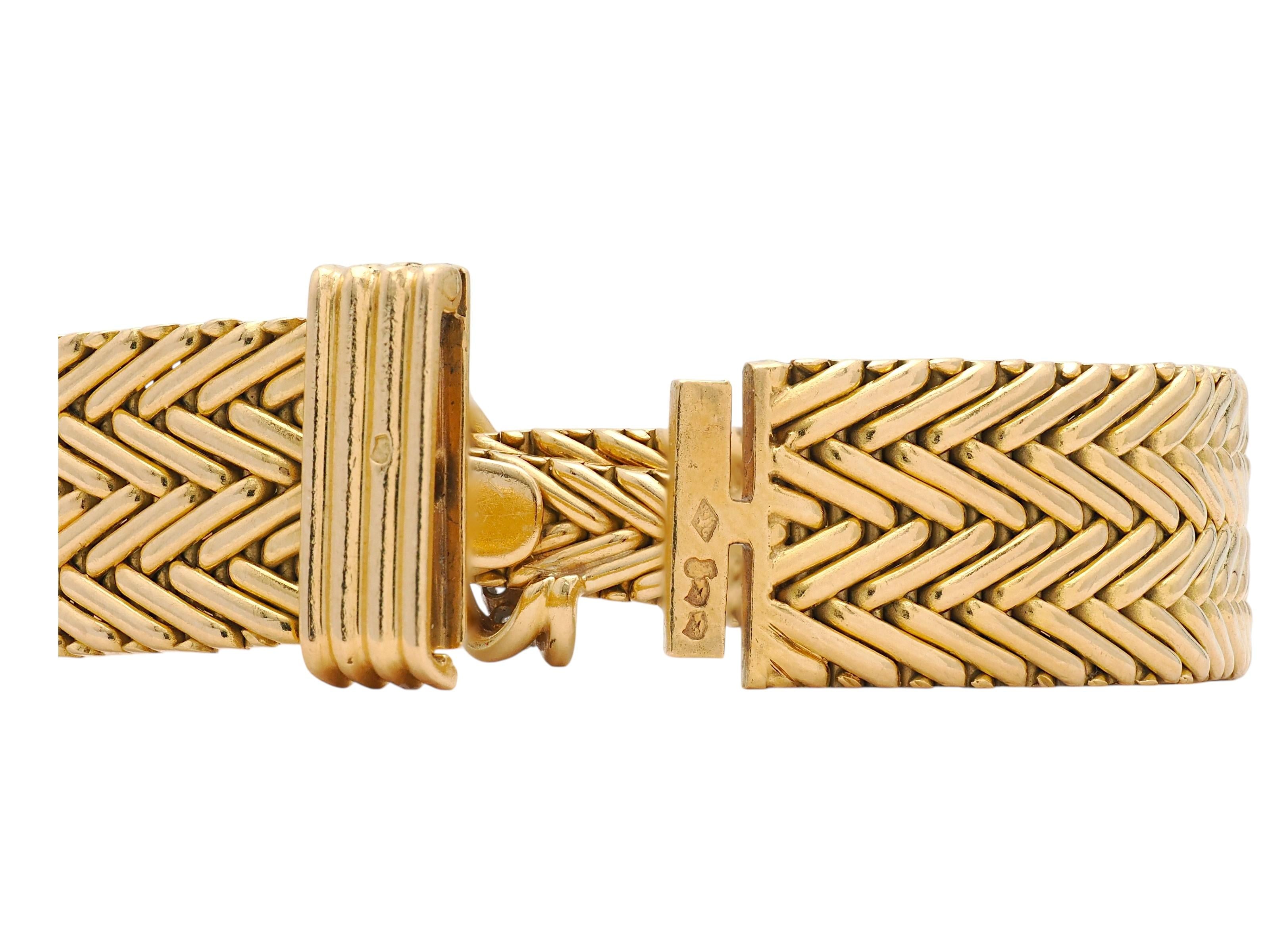 Van Cleef & Arpels French 1950s Diamond 18K Gold Platinum Vintage Woven Bracelet