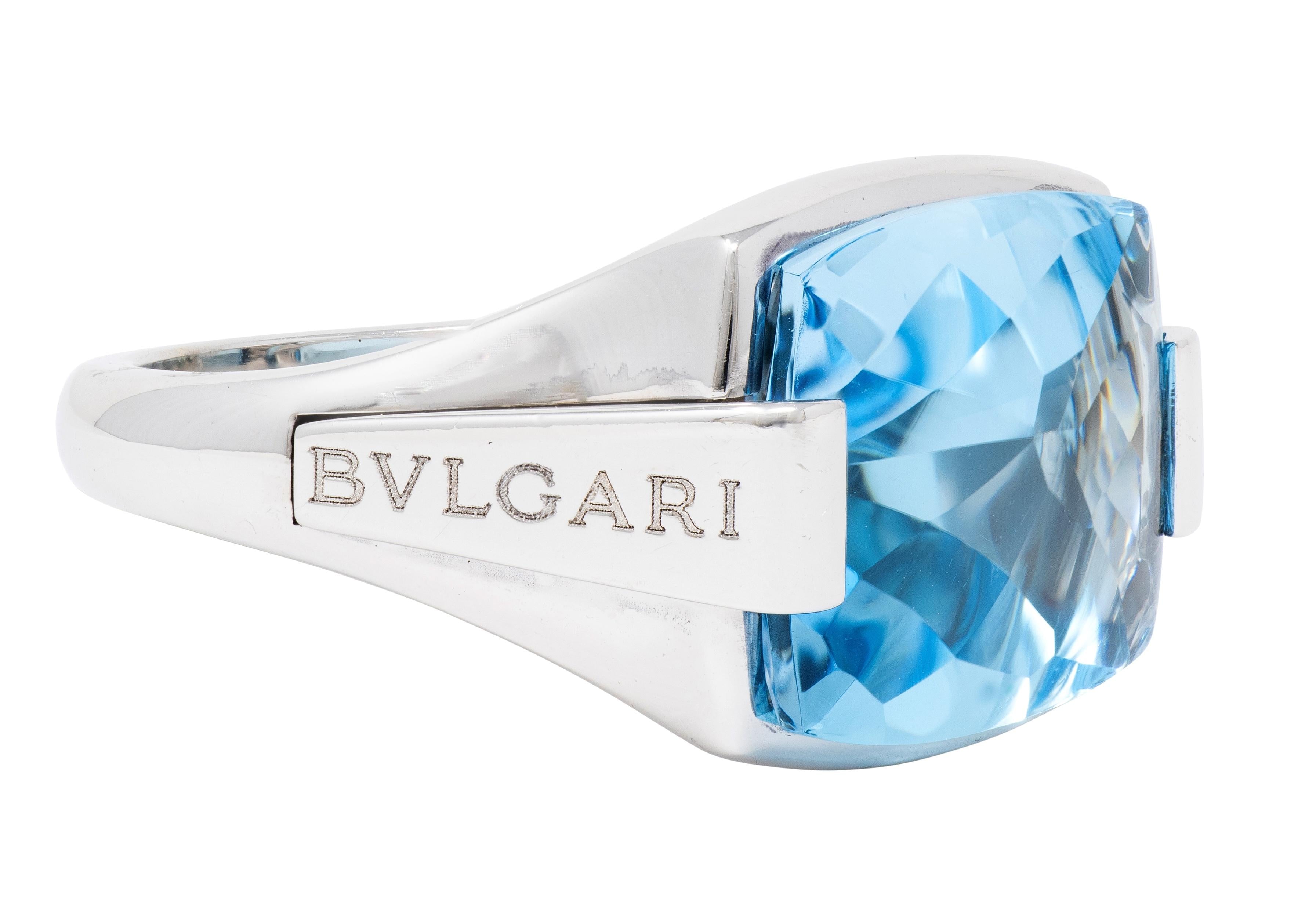 Bulgari 2000's Topaz 18 Karat White Gold Contemporary Metropolis Statement Ring