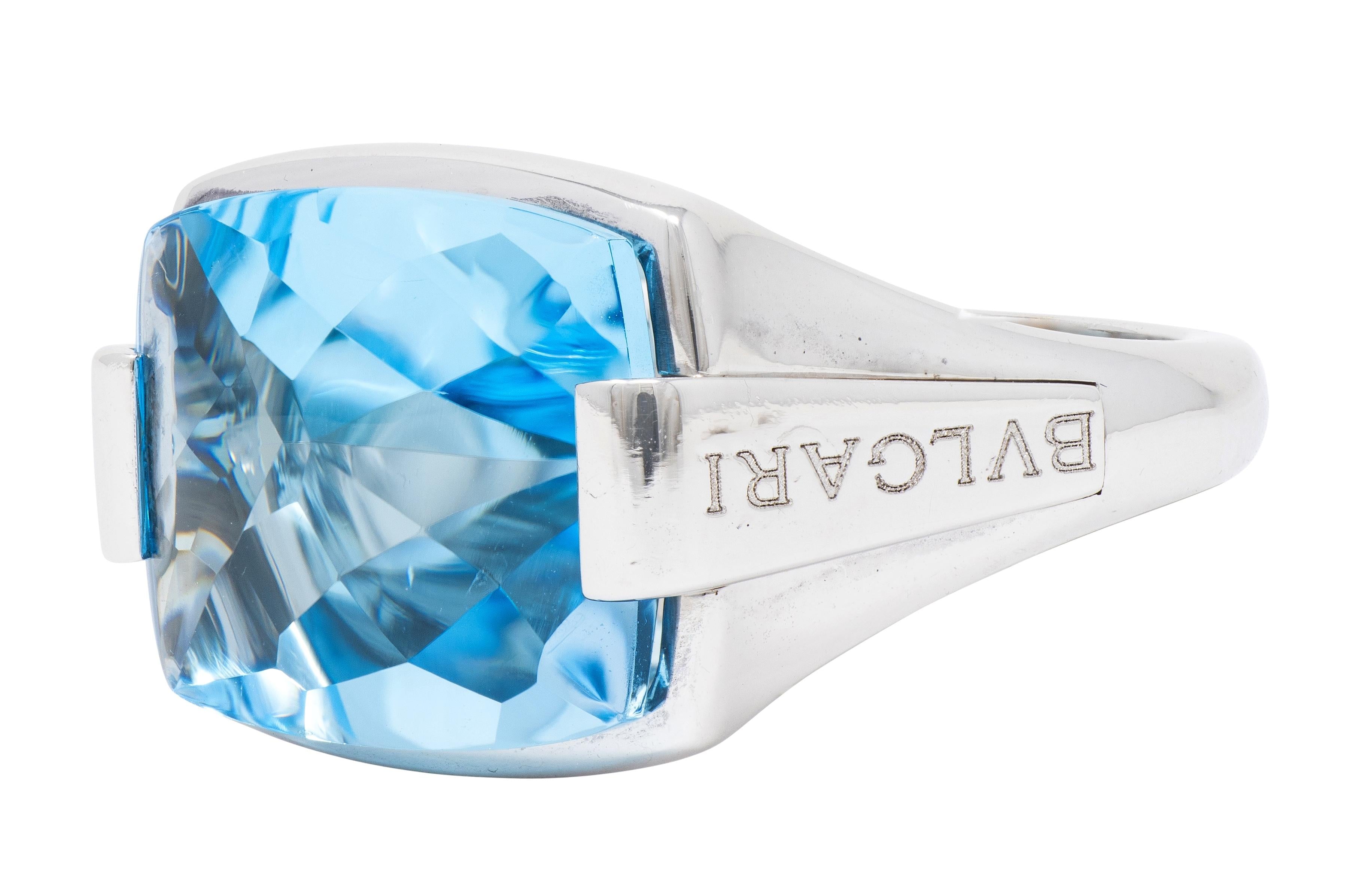 Bulgari 2000's Topaz 18 Karat White Gold Contemporary Metropolis Statement Ring