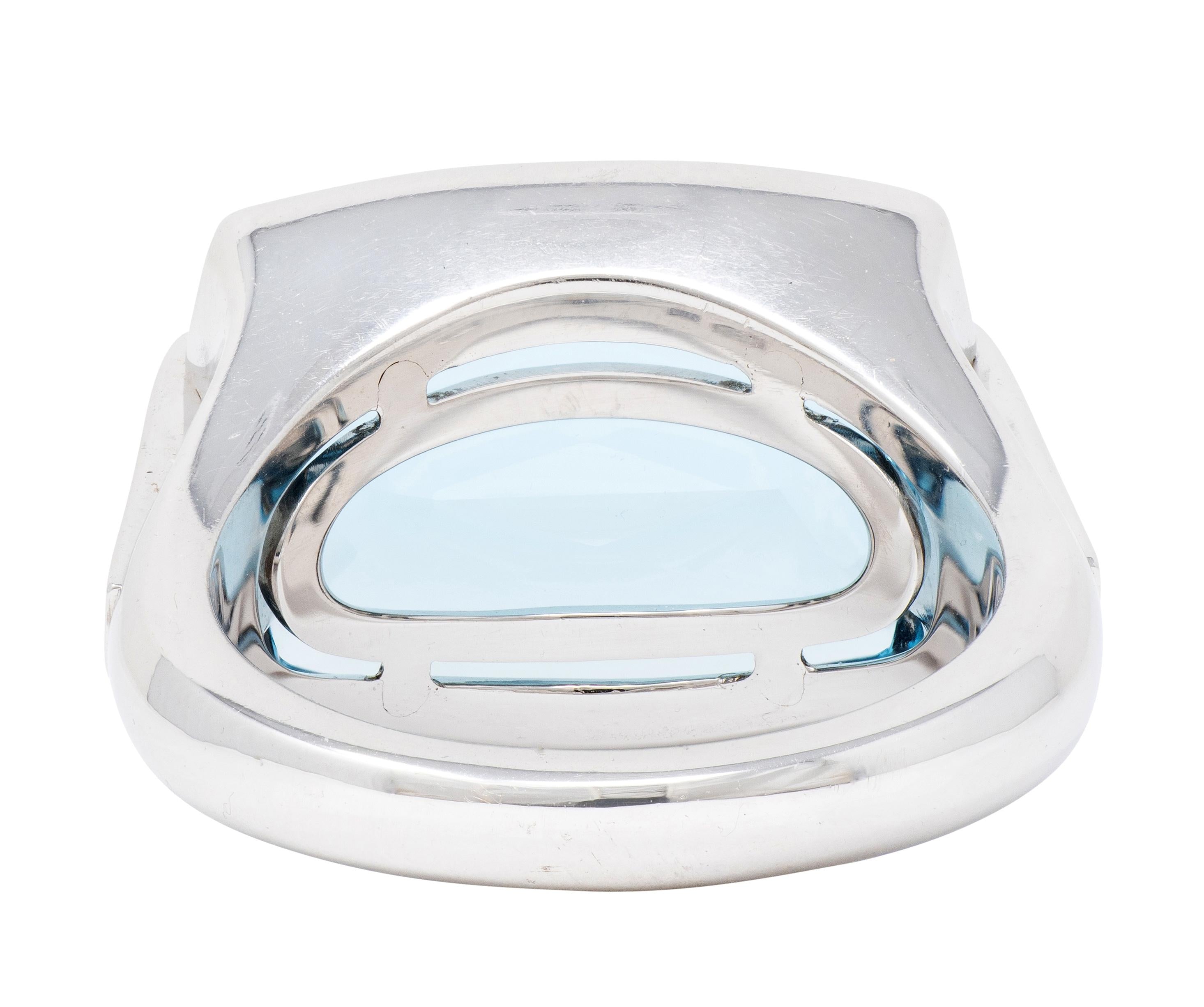 Bulgari 2000's Topaz 18 Karat White Gold Contemporary Metropolis Statement Ring