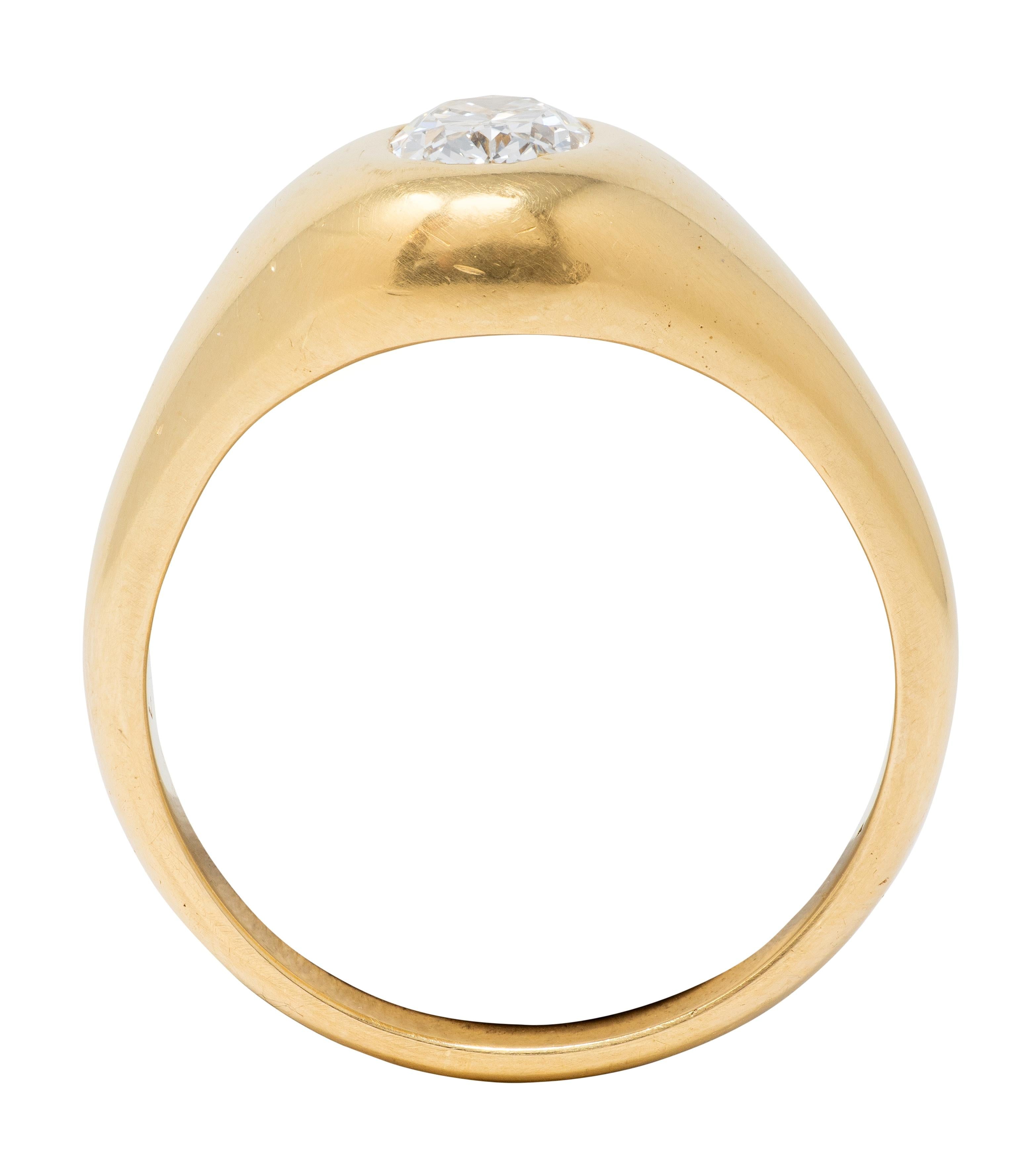 Cartier 1960's 1.22 CTW Oval Cut Diamond 18 Karat Yellow Gold Unisex Signet Ring
