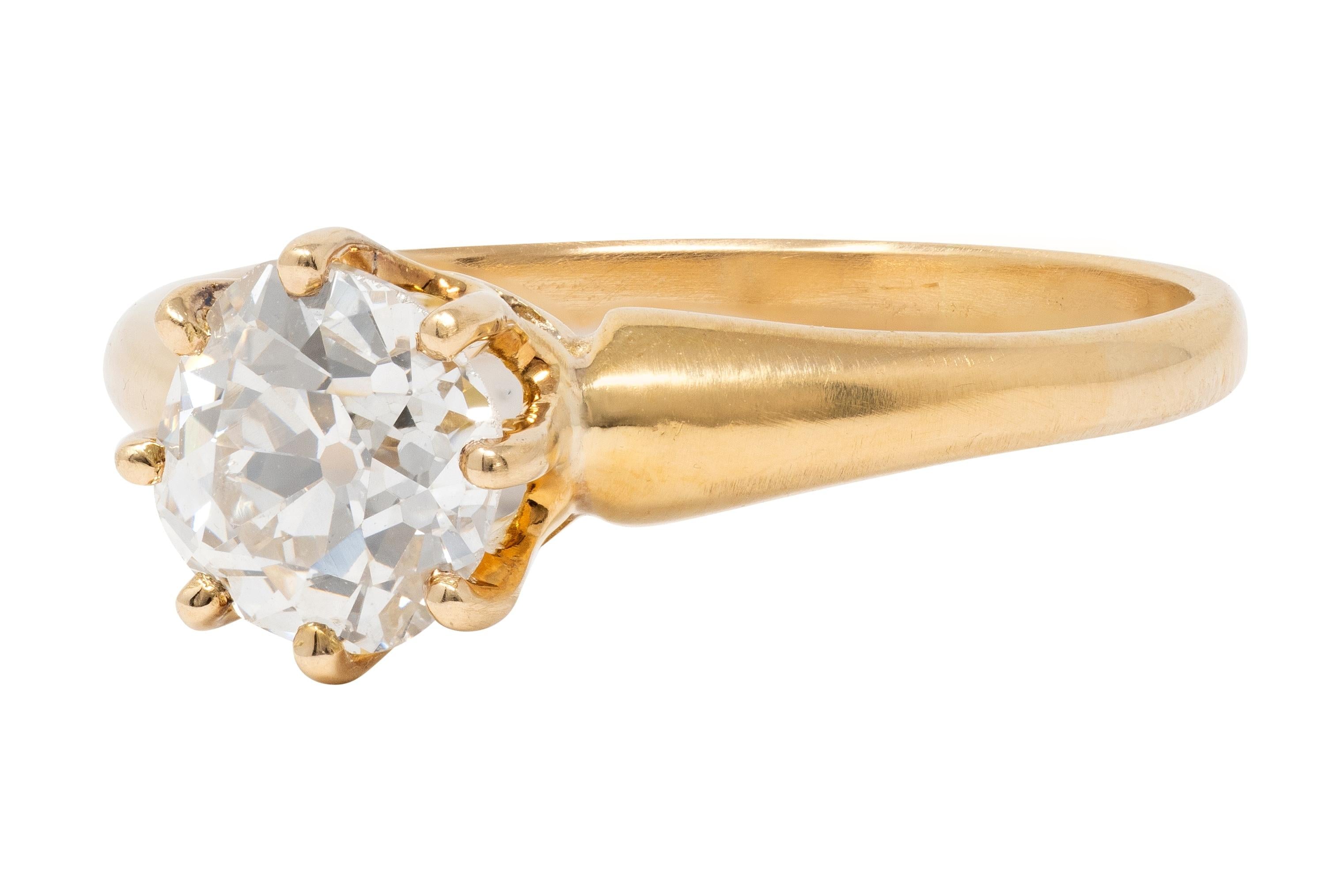 Victorian Old European Cut Diamond 18K Gold Antique Solitaire Engagement Ring