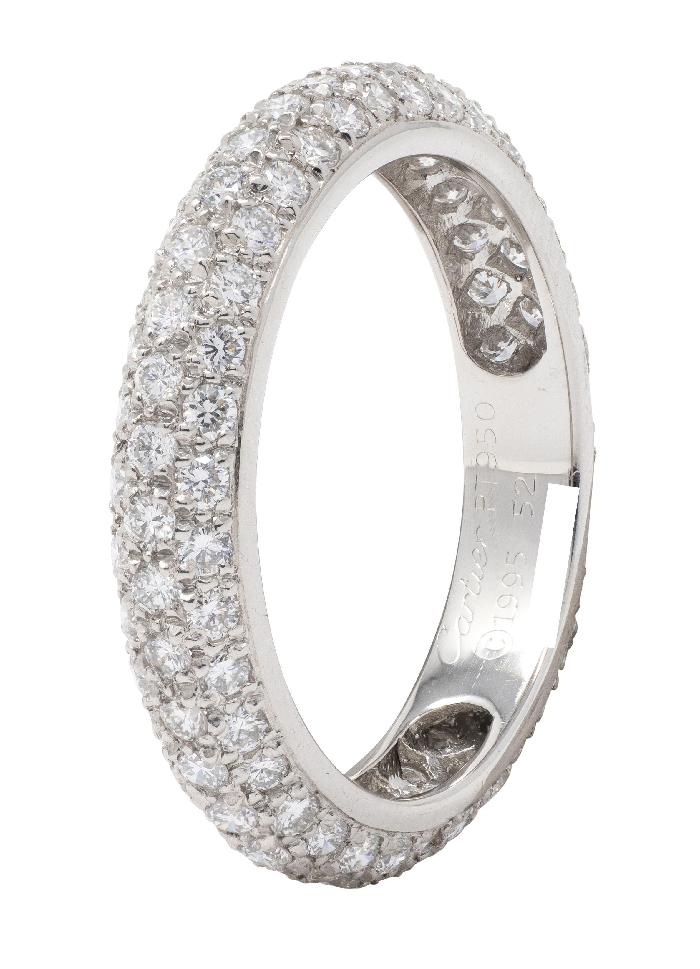 Cartier 1995 Diamond Platinum Vintage Pavé Eternity Band Ring