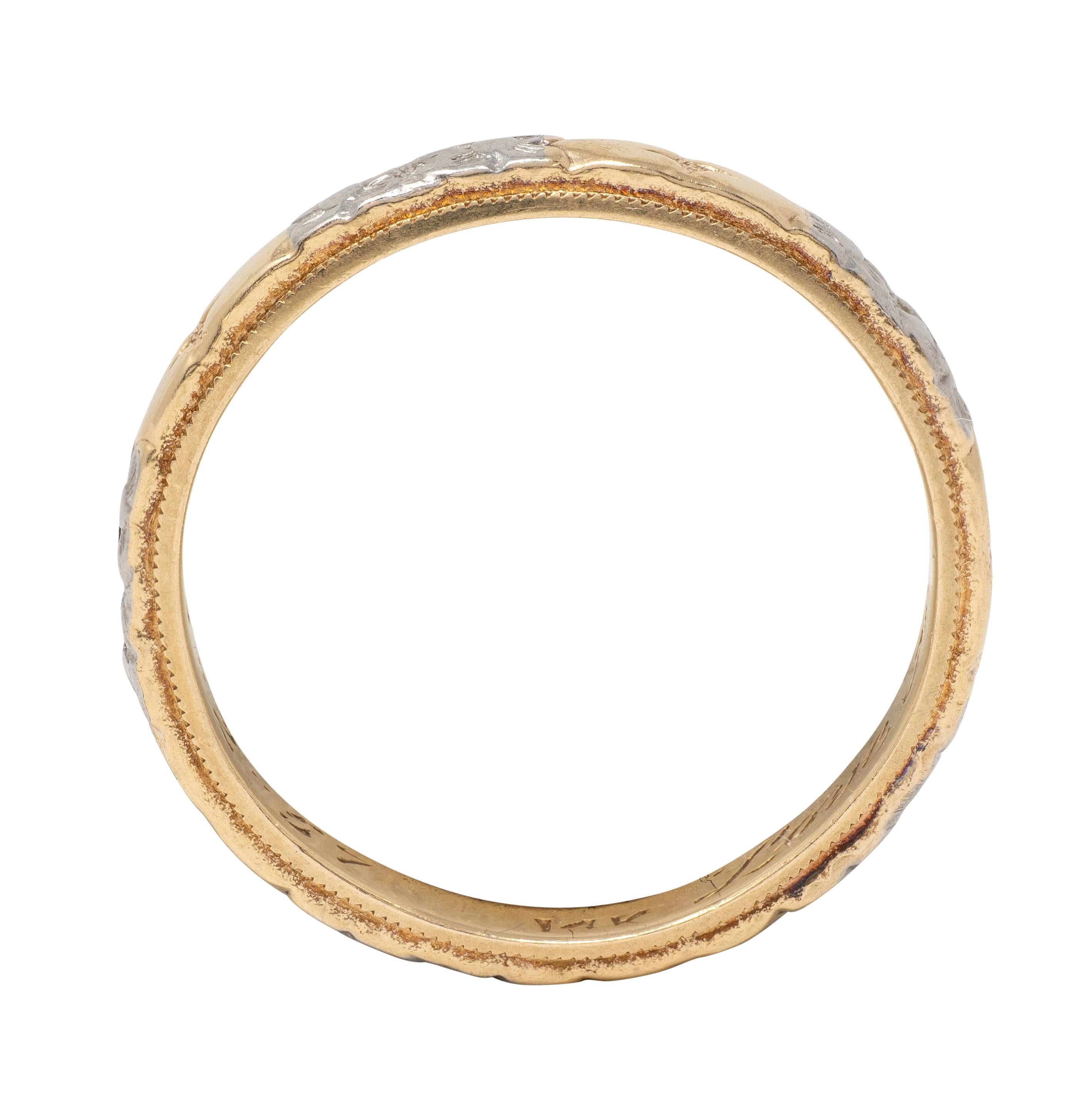 1957 14 Karat Two-Tone Gold Vintage Orange Blossom Band Ring