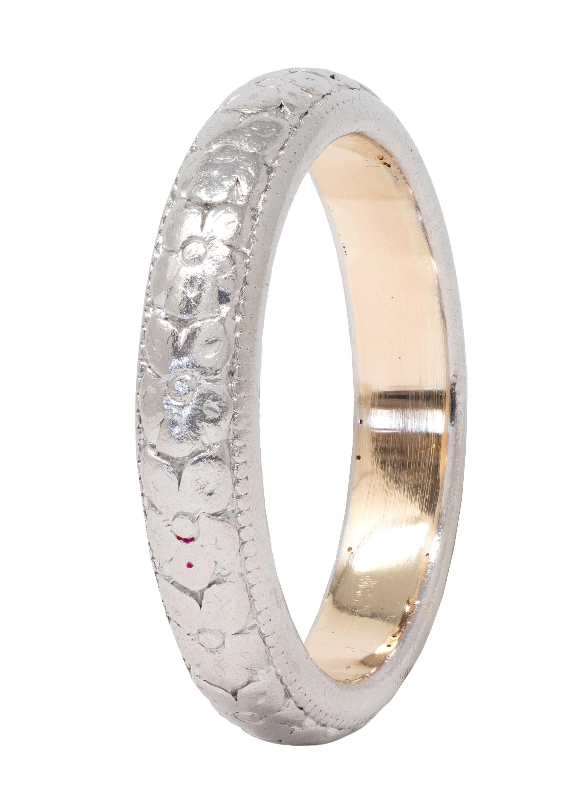 Art Deco 18 Karat Gold Platinum Vintage Orange Blossom Wedding Band Ring