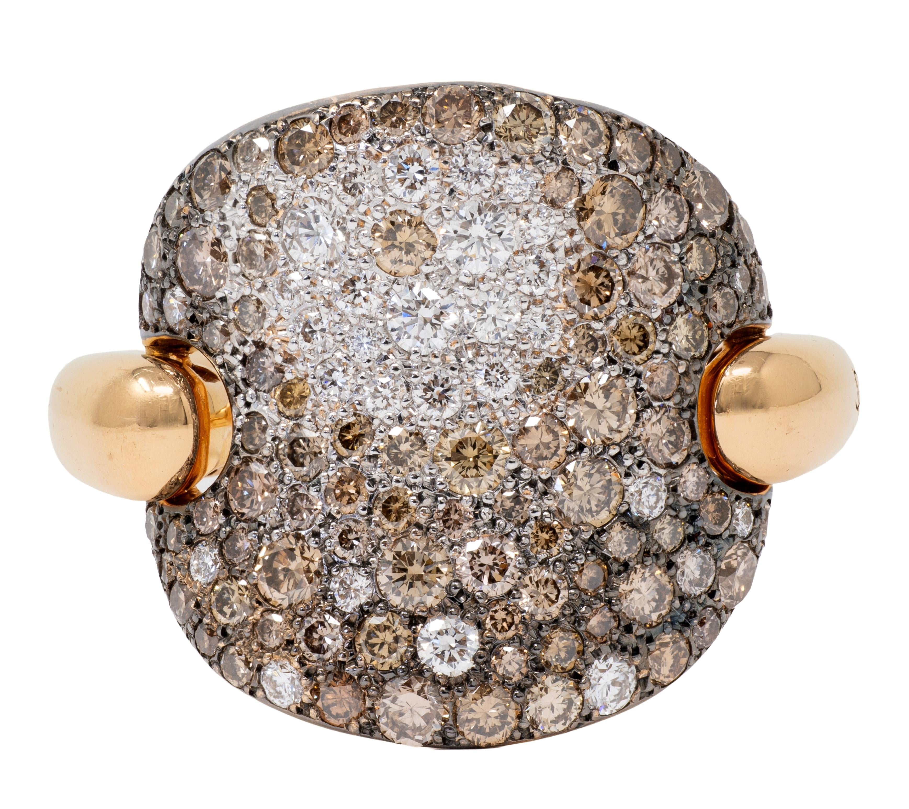 Pomellato 2000's Diamond 18 Karat Two-Tone Gold Contemporary Sabbia Ring