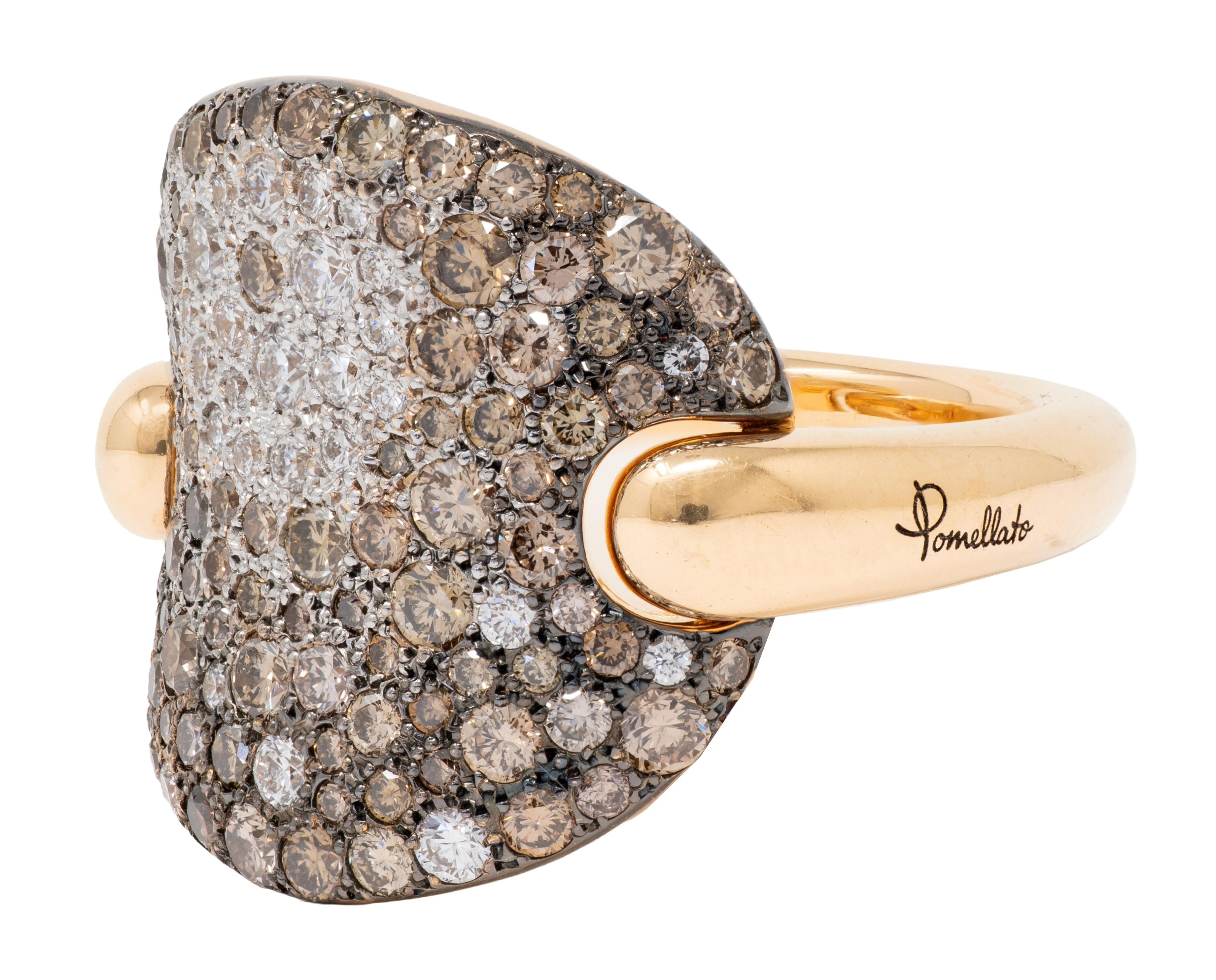 Pomellato 2000's Diamond 18 Karat Two-Tone Gold Contemporary Sabbia Ring