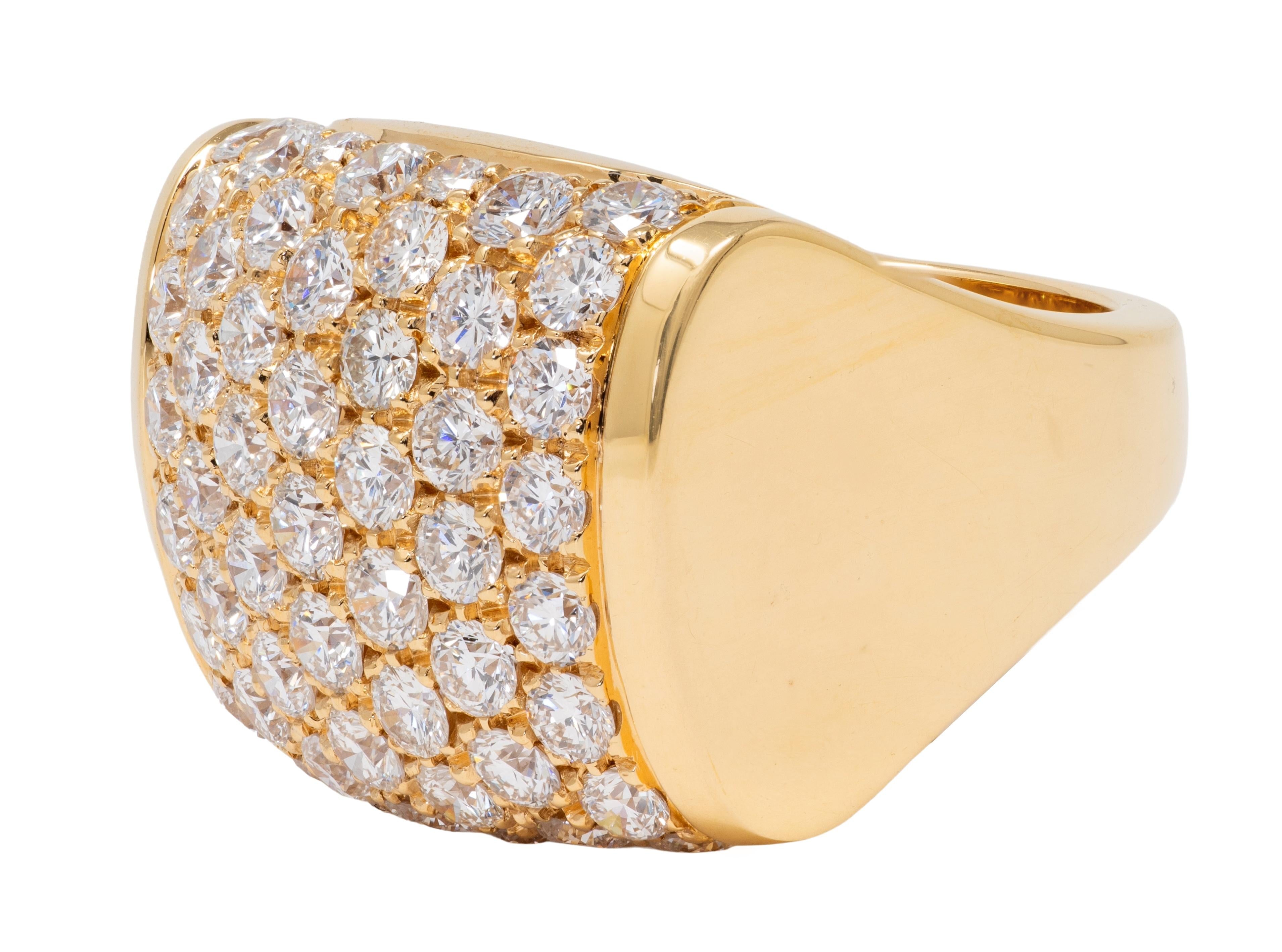 Bulgari 1990's Diamond 18 Karat Yellow Gold Vintage Tronchetto Cluster Ring