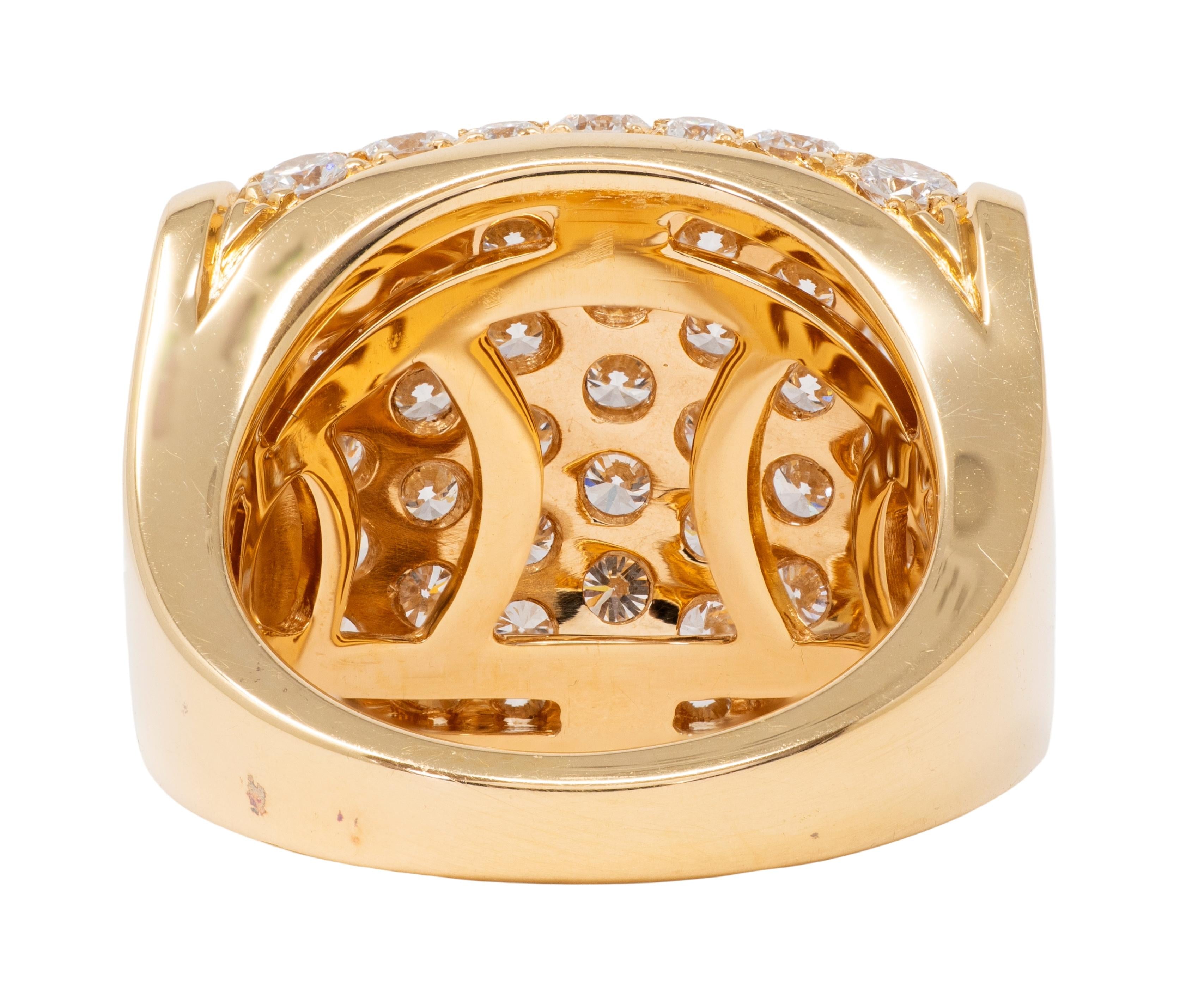 Bulgari 1990's Diamond 18 Karat Yellow Gold Vintage Tronchetto Cluster Ring