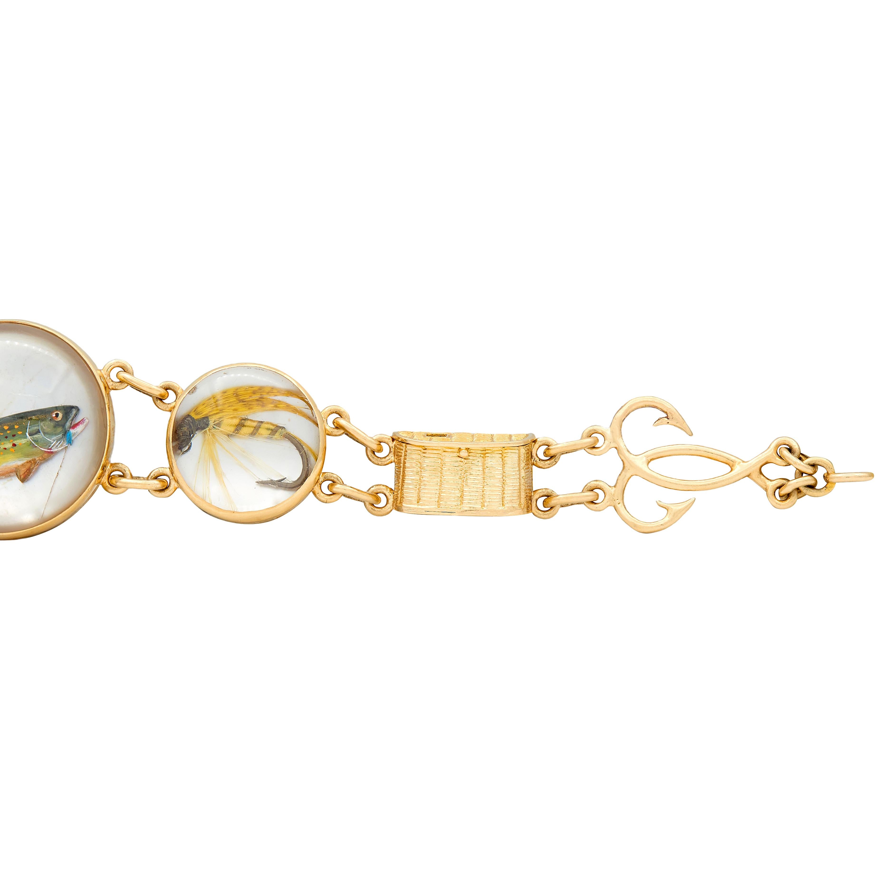 Edwardian Essex Crystal Quartz 14K Gold Antique Fishing Basket Bracelet