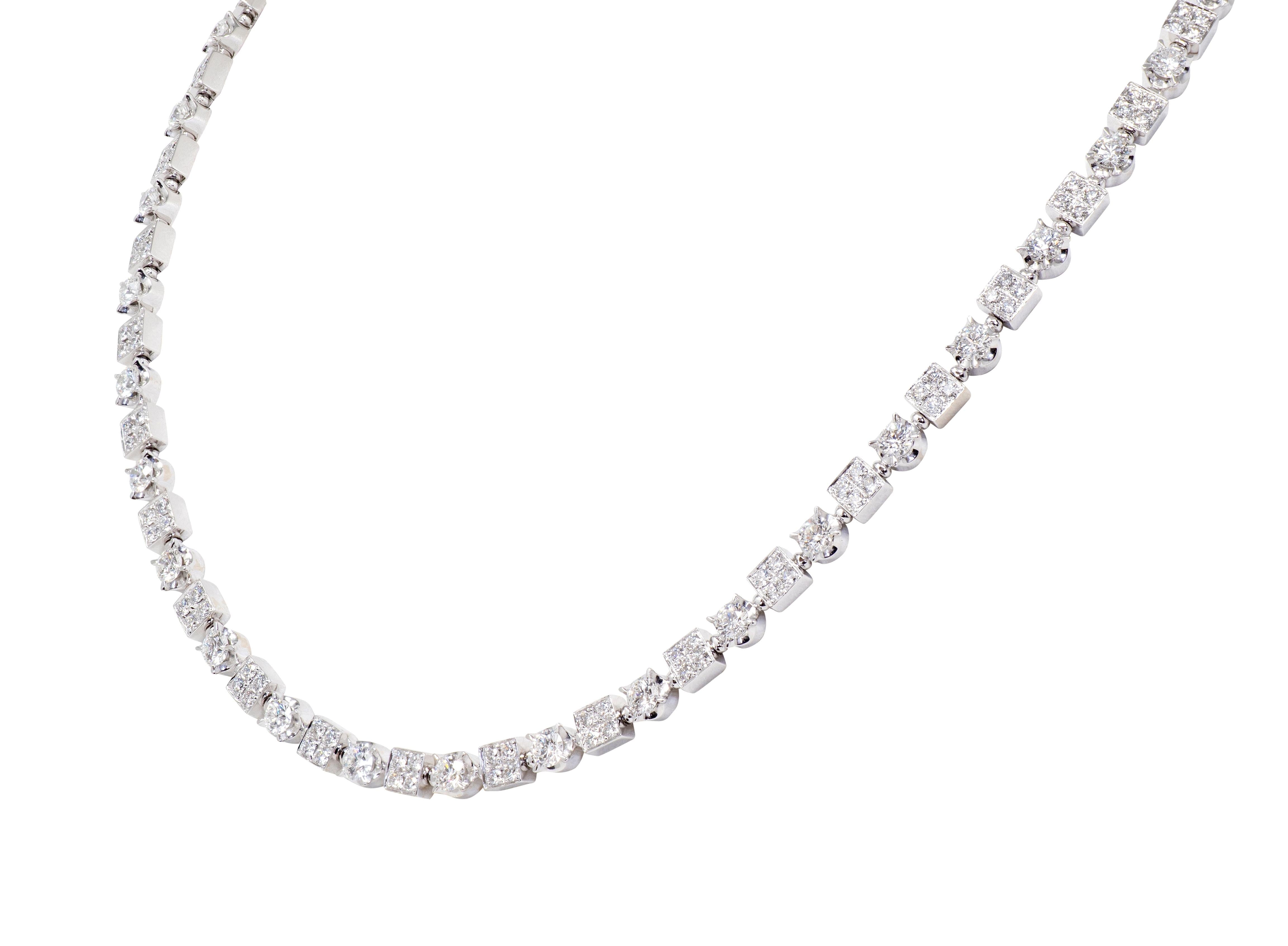 Bulgari 2014 8.40 CTW Diamond 18 Karat White Gold Lucea Tennis Necklace