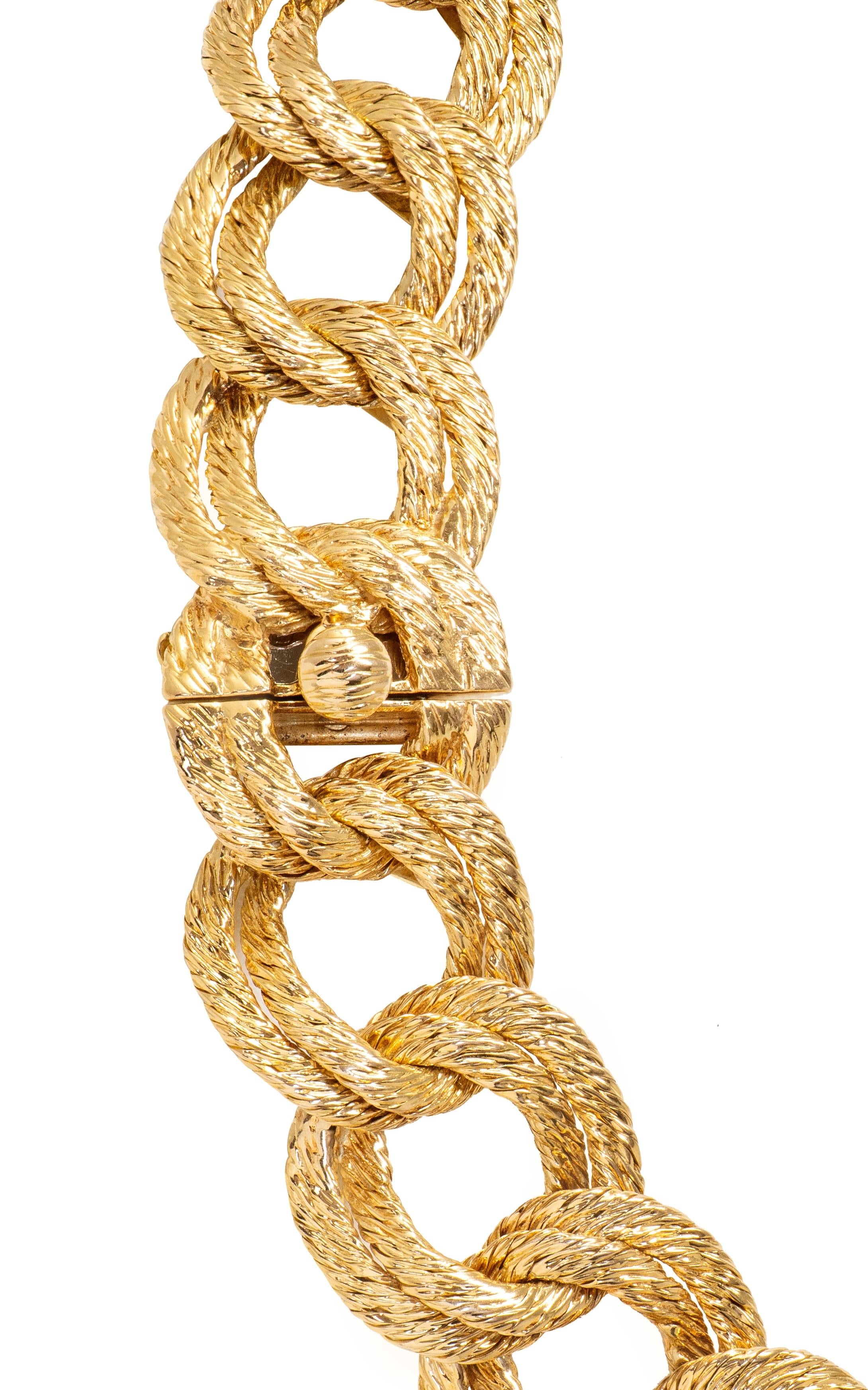 Georges L'Enfant French 1970's 18K Gold Vintage Mesh Curb Link Chain Necklace