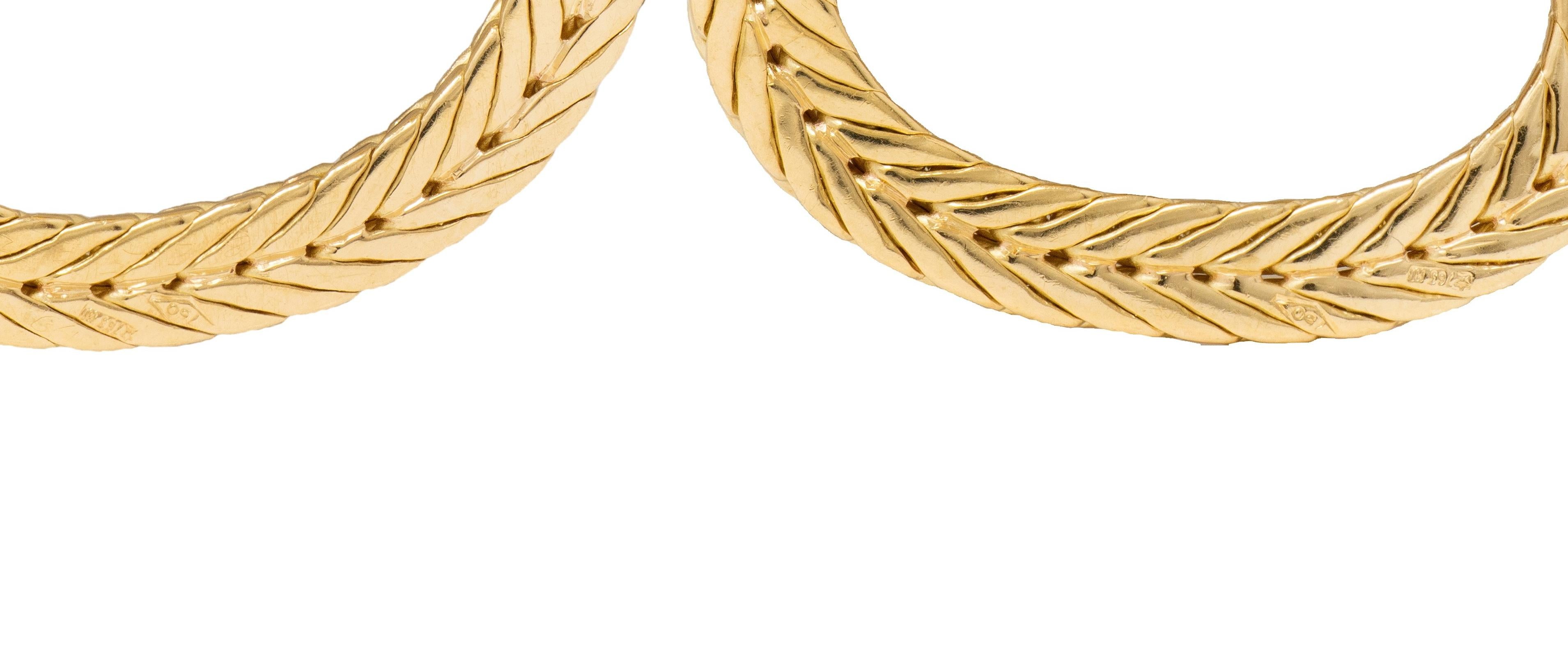 Buccellati 1970's 18 Karat Yellow Gold Vintage Herringbone Ear-Clip Earrings