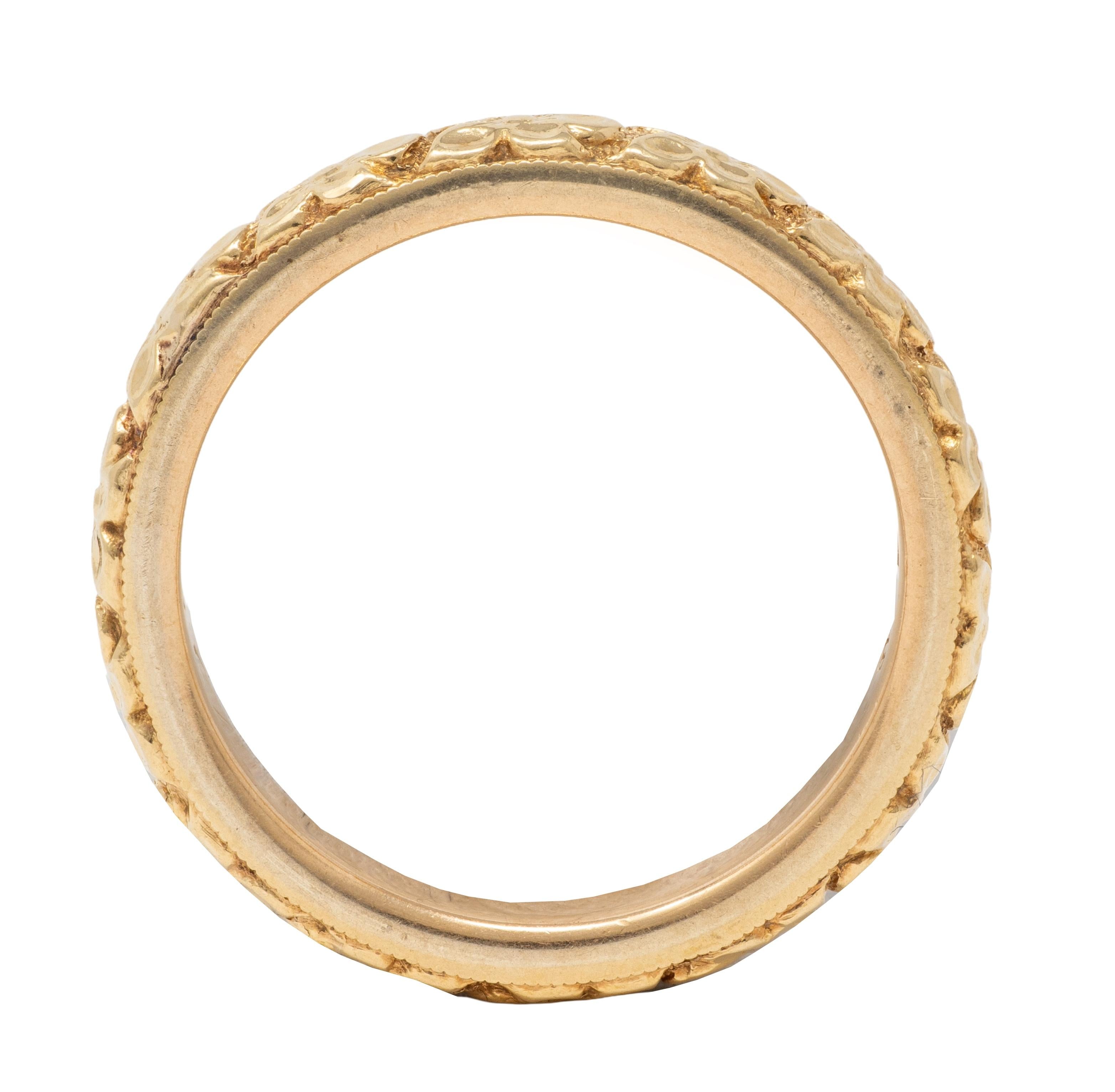 Art Deco 18 Karat Yellow Gold Vintage Orange Blossom Wedding Band Ring