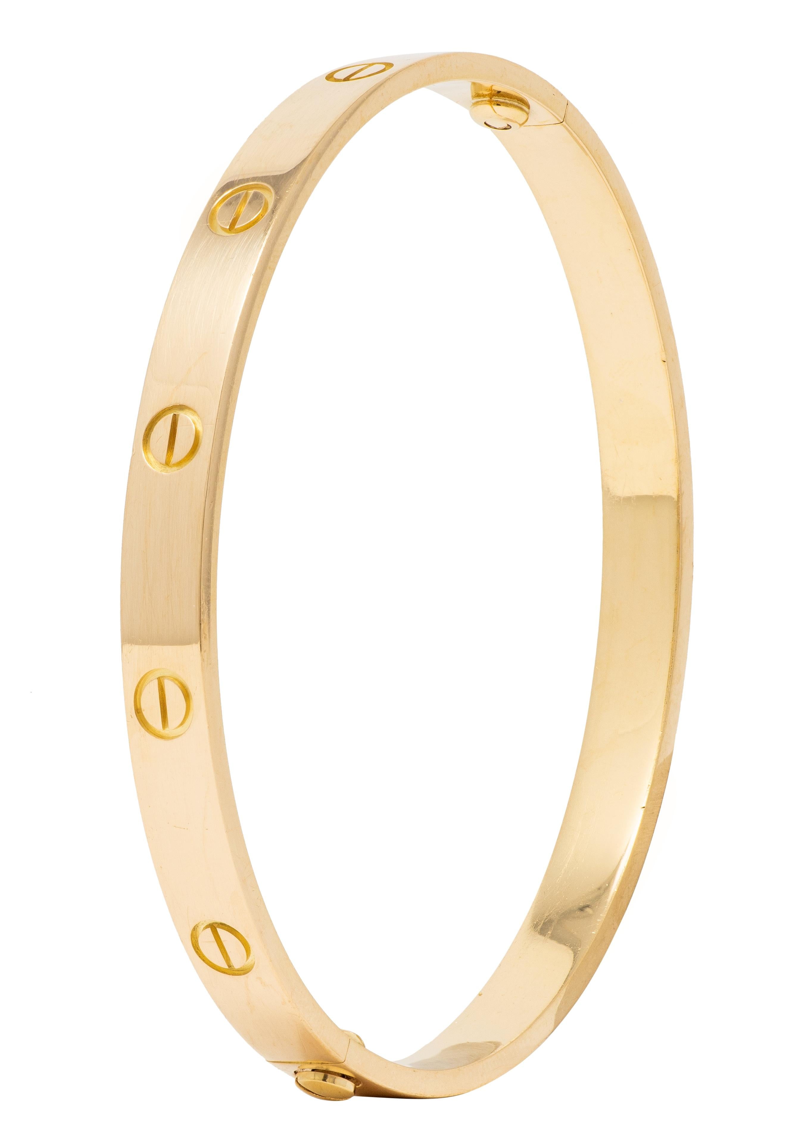 Cartier 1990's 18 Karat Yellow Gold Vintage Love Bangle Size 20 Bracelet