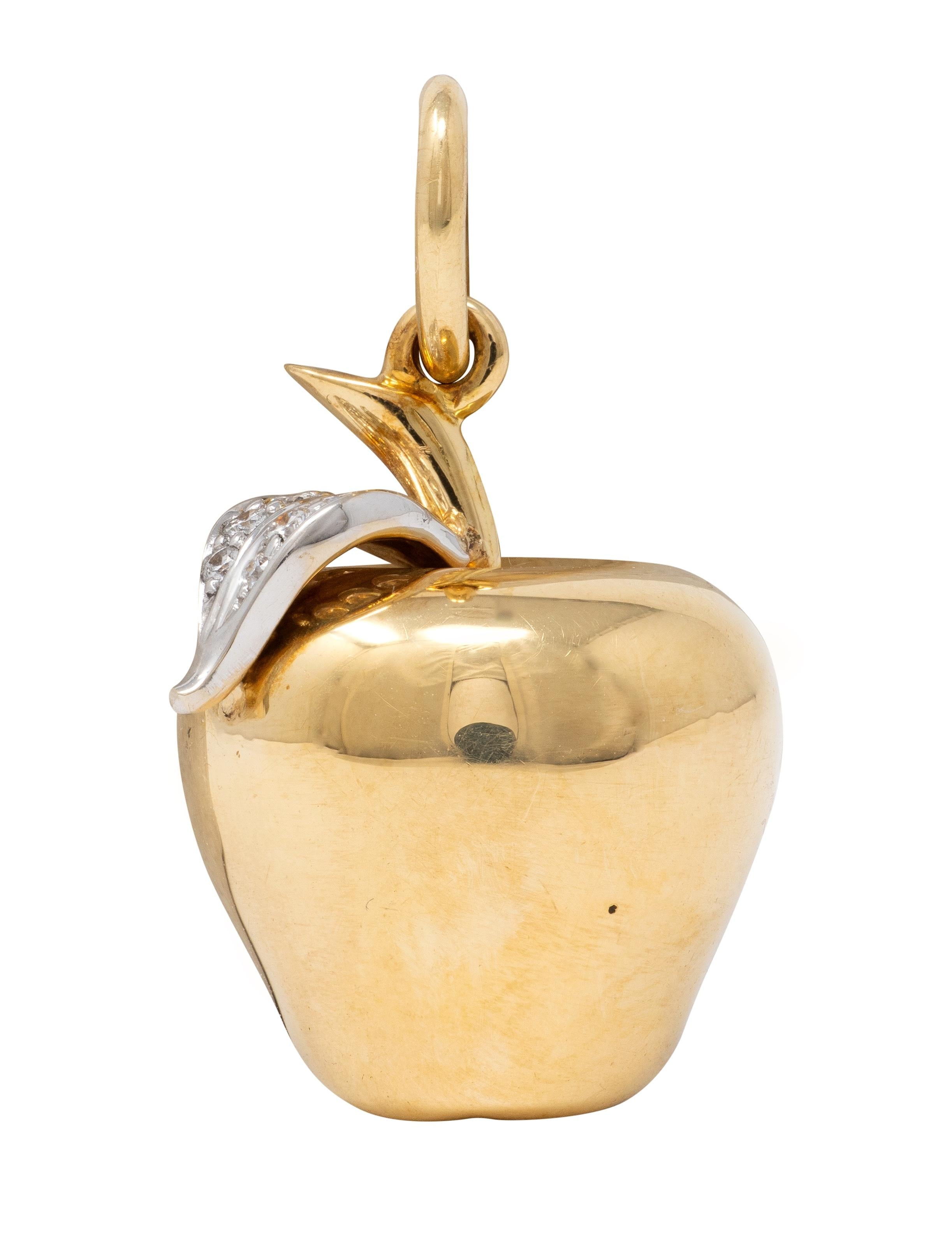 Tiffany & Co. 1990's Diamond 18 Karat Two-Tone Gold Vintage Apple Pendant