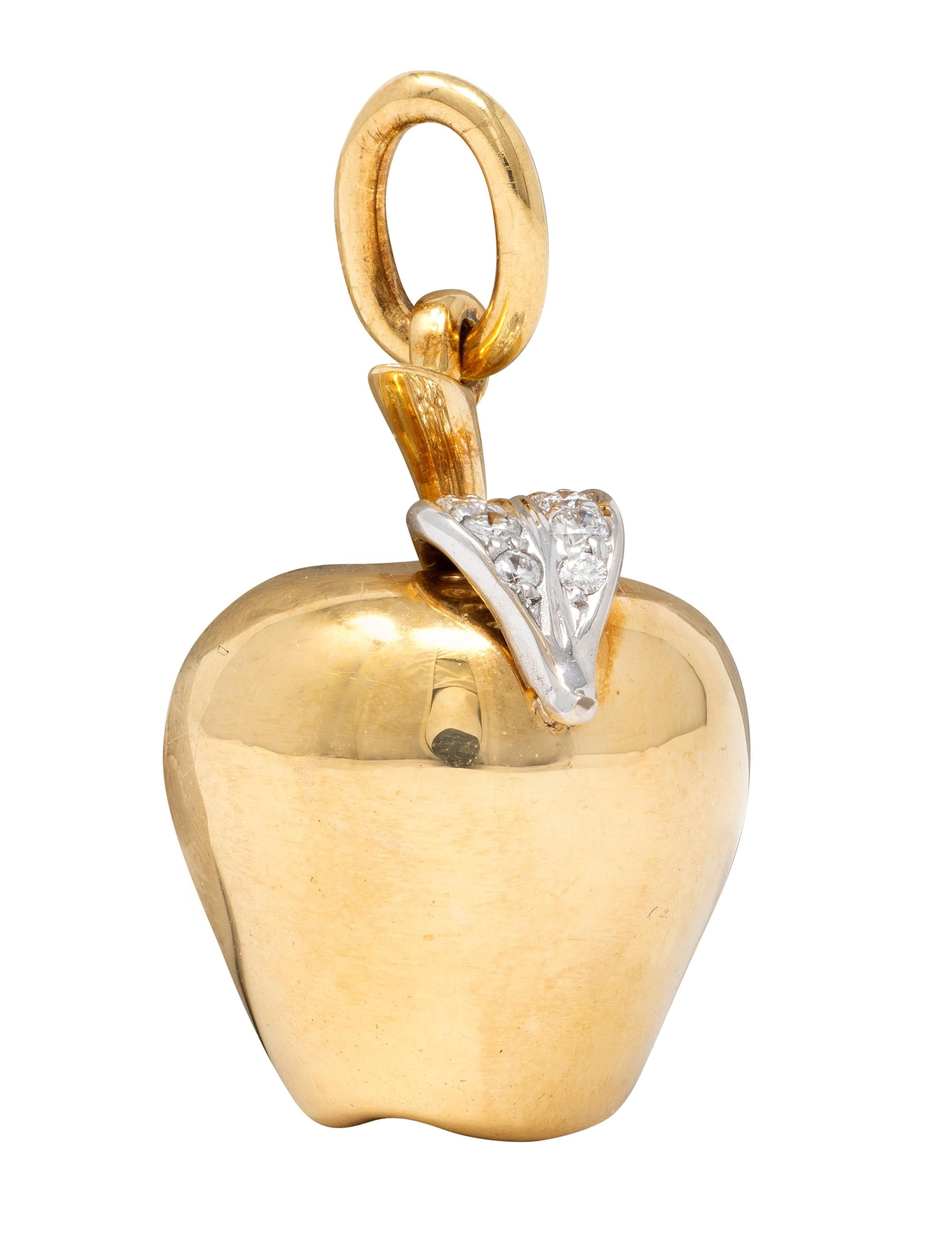 Tiffany & Co. 1990's Diamond 18 Karat Two-Tone Gold Vintage Apple Pendant