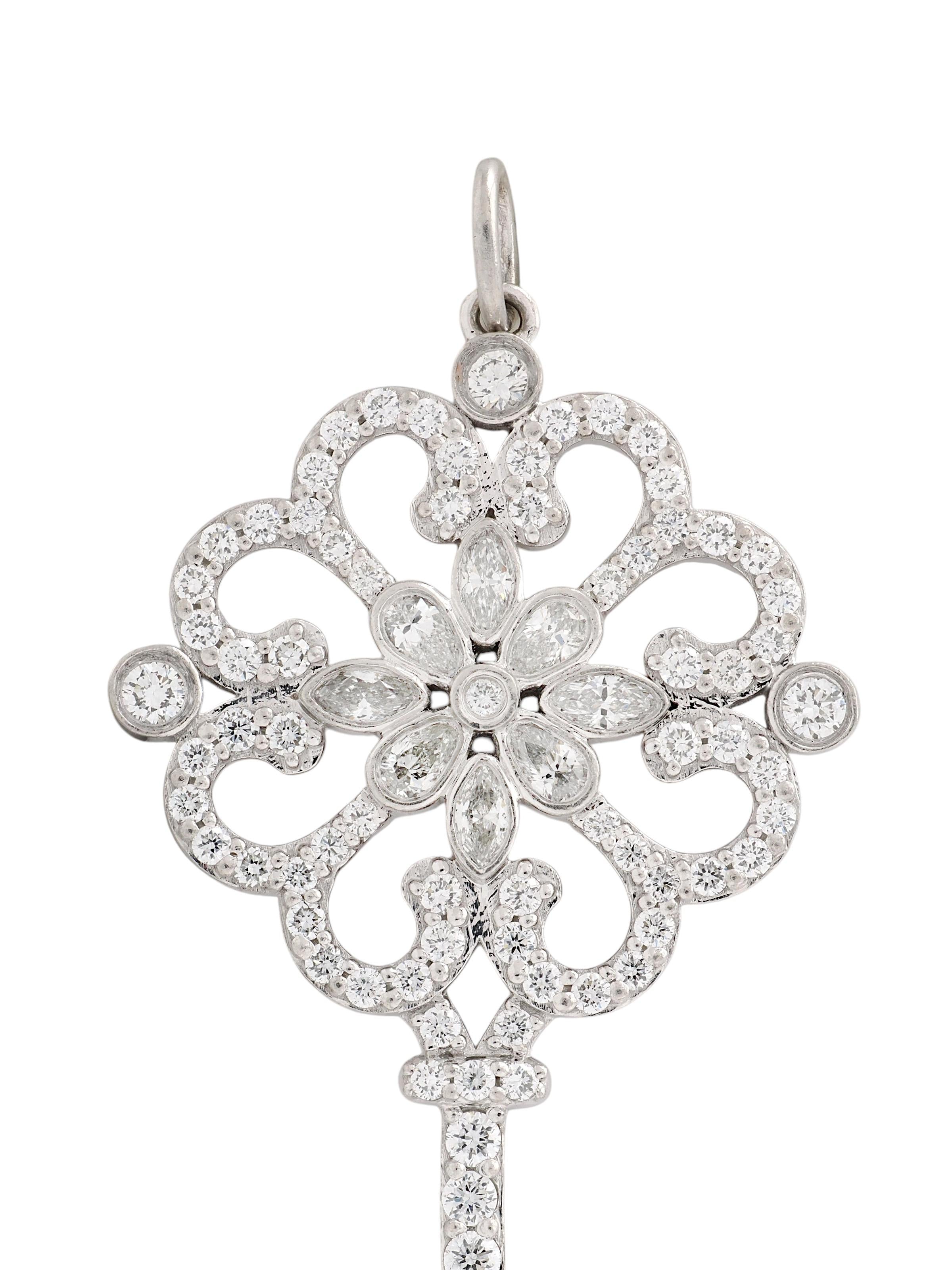 Tiffany & Co. 2010s Diamond Platinum Enchanted Primrose Butterfly Key Pendant