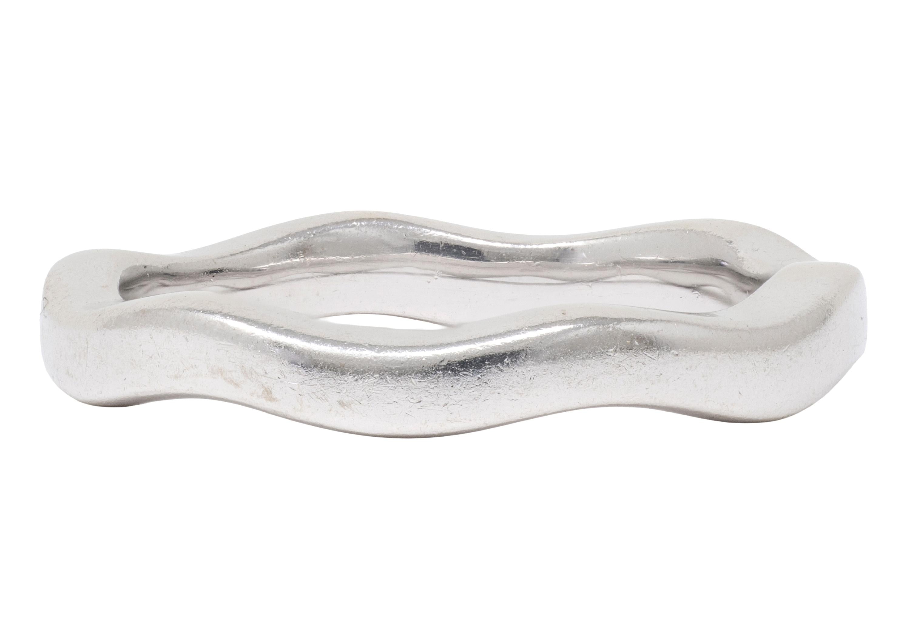 1990's 14 Karat White Gold Vintage Squiggle Band Ring