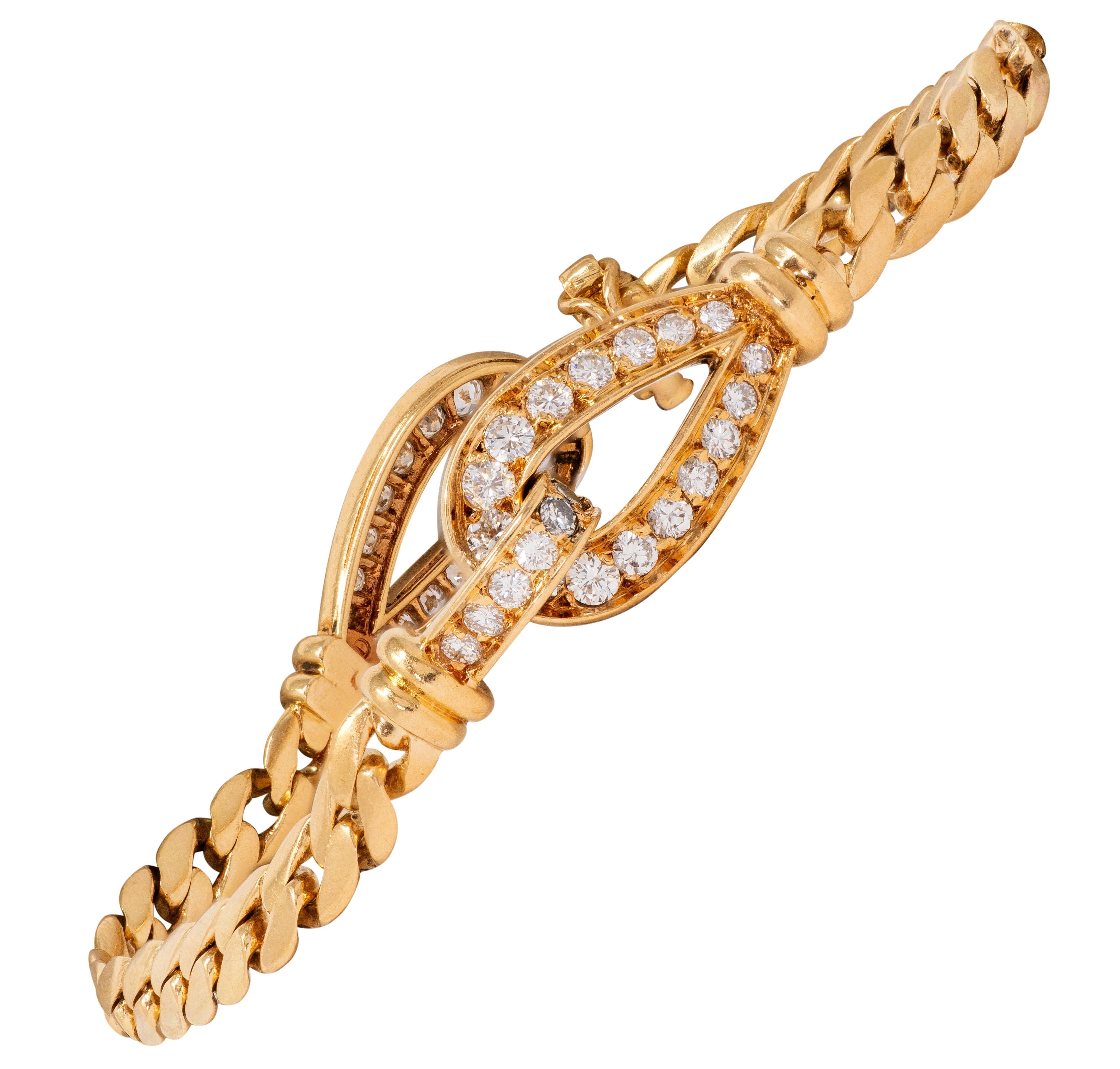 Cartier Georges L'Enfant French Diamond 18K Gold Vintage Agrafe Link Bracelet