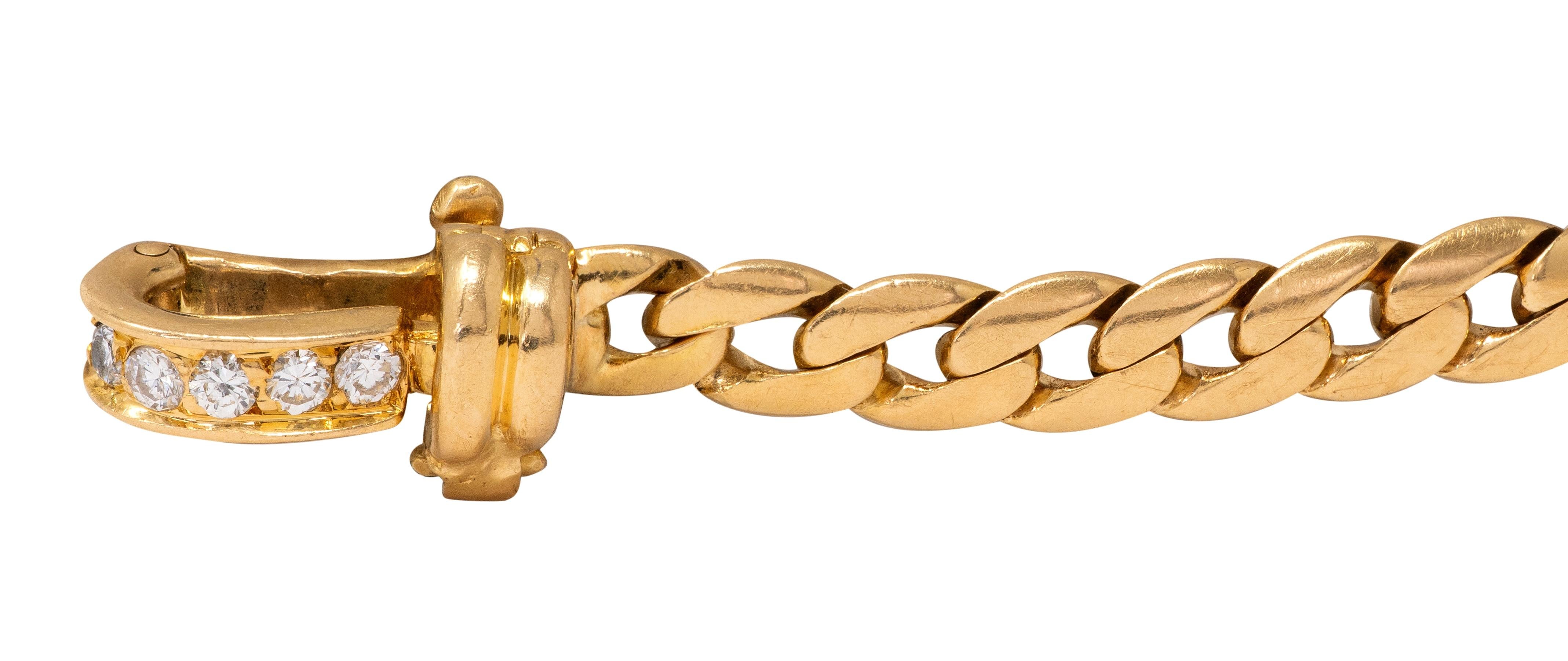Cartier Georges L'Enfant French Diamond 18K Gold Vintage Agrafe Link Bracelet