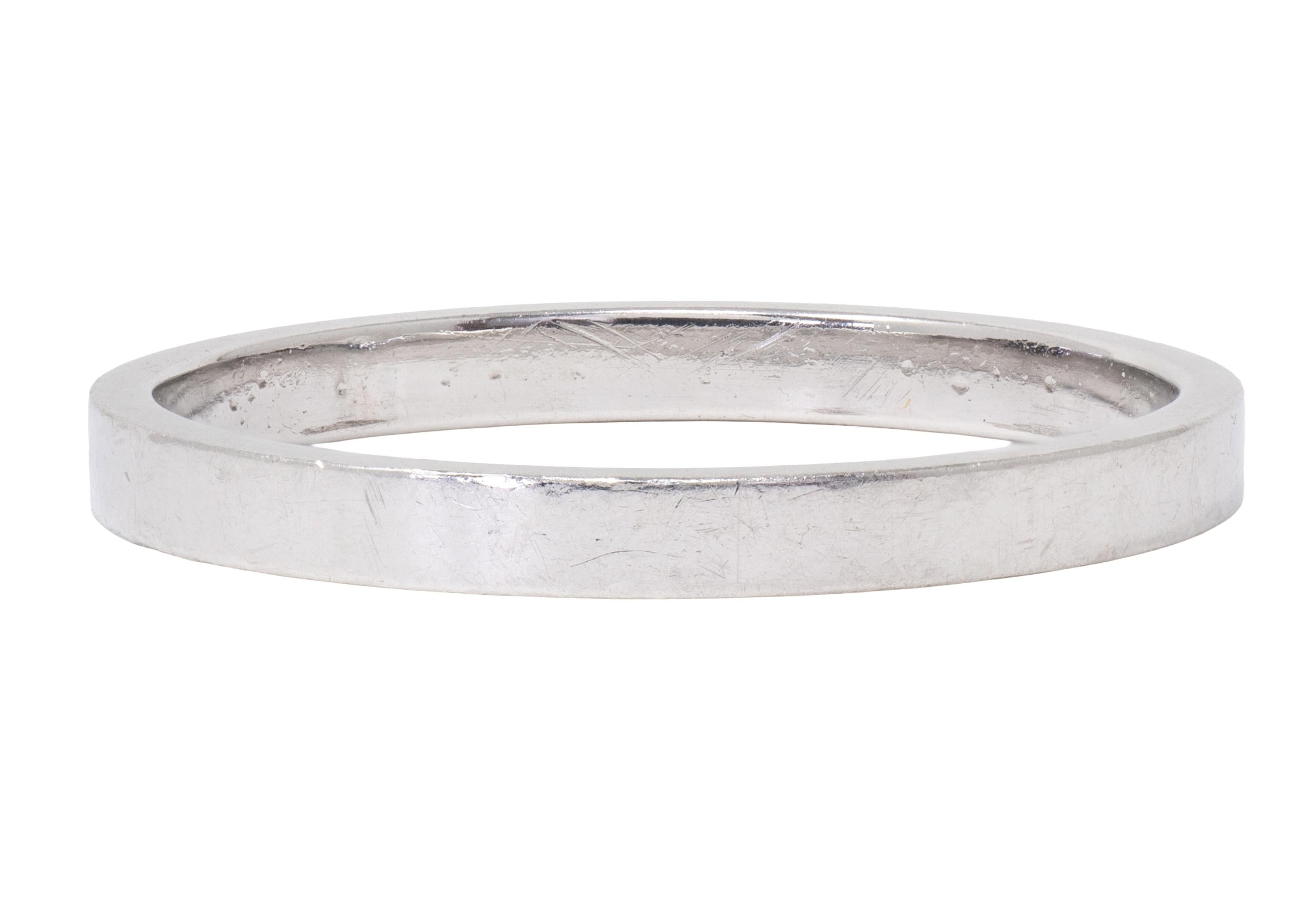 1990's Platinum Squared Vintage Wedding Band Ring