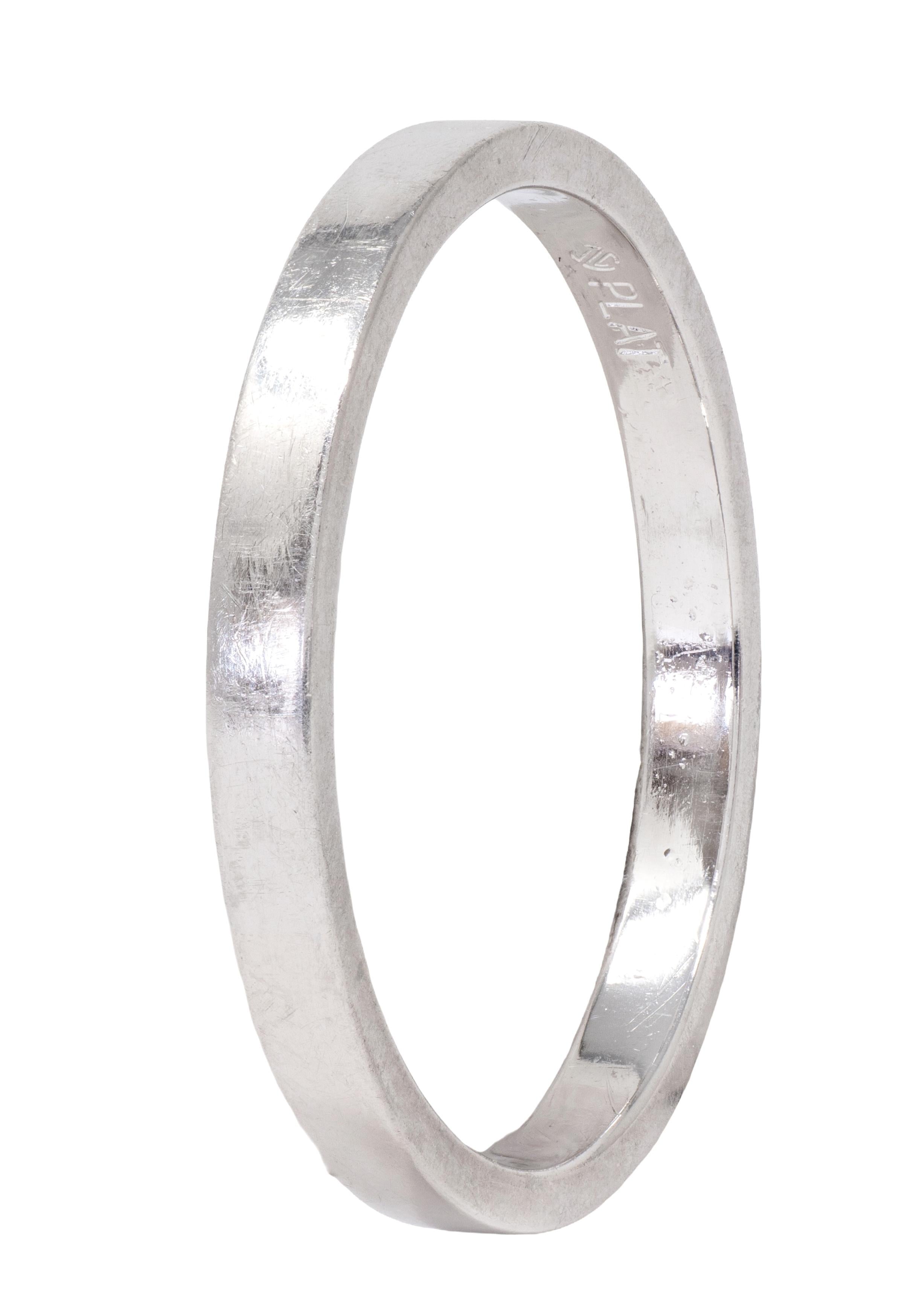 1990's Platinum Squared Vintage Wedding Band Ring