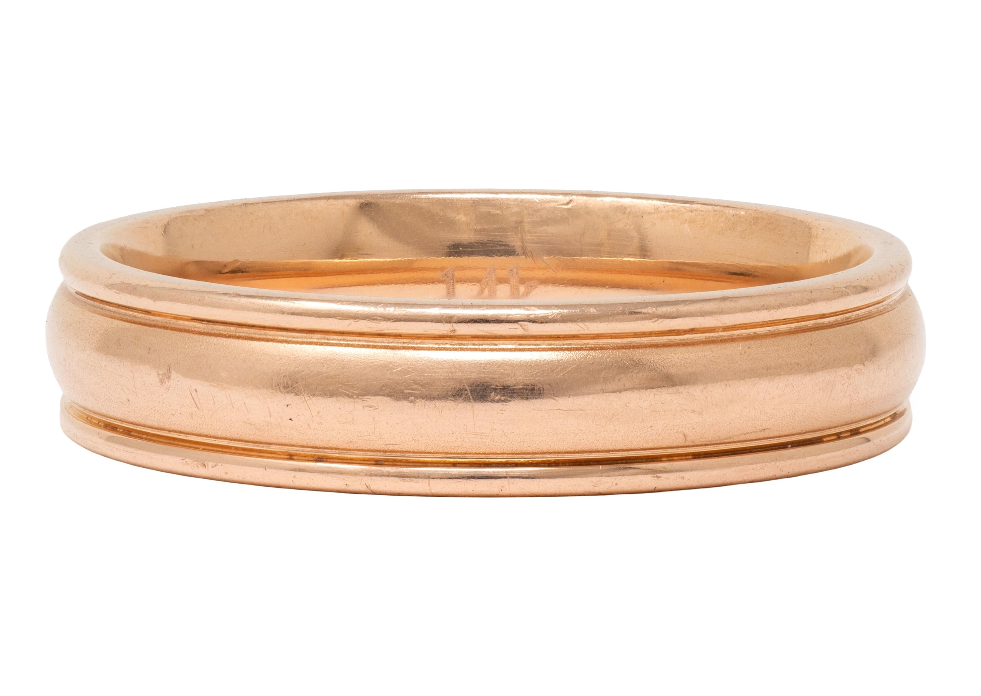 1990's 14 Karat Rose Gold Vintage Fluted Wedding Band Ring