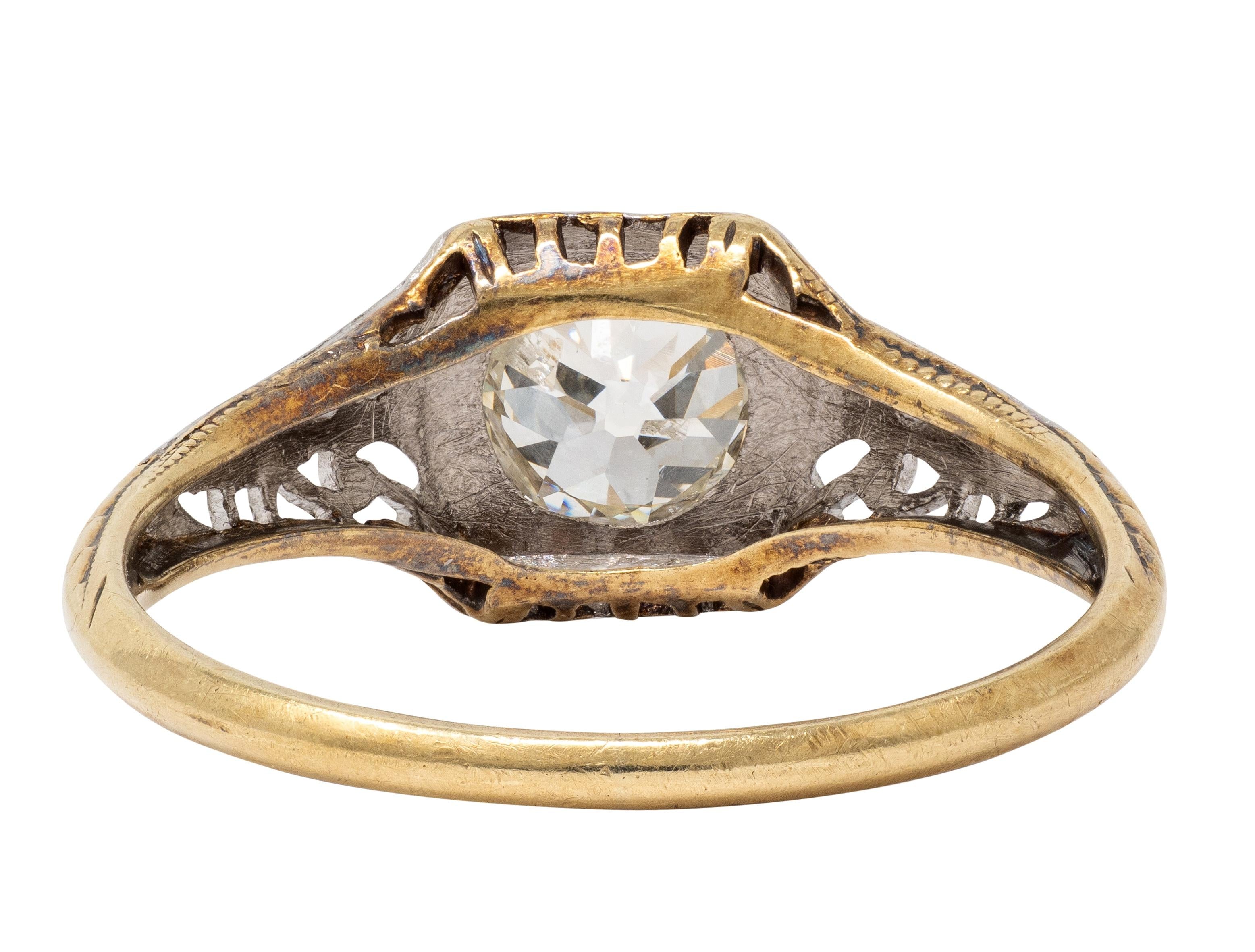 Edwardian European Diamond 14K Gold Platinum Antique Butterfly Engagement Ring