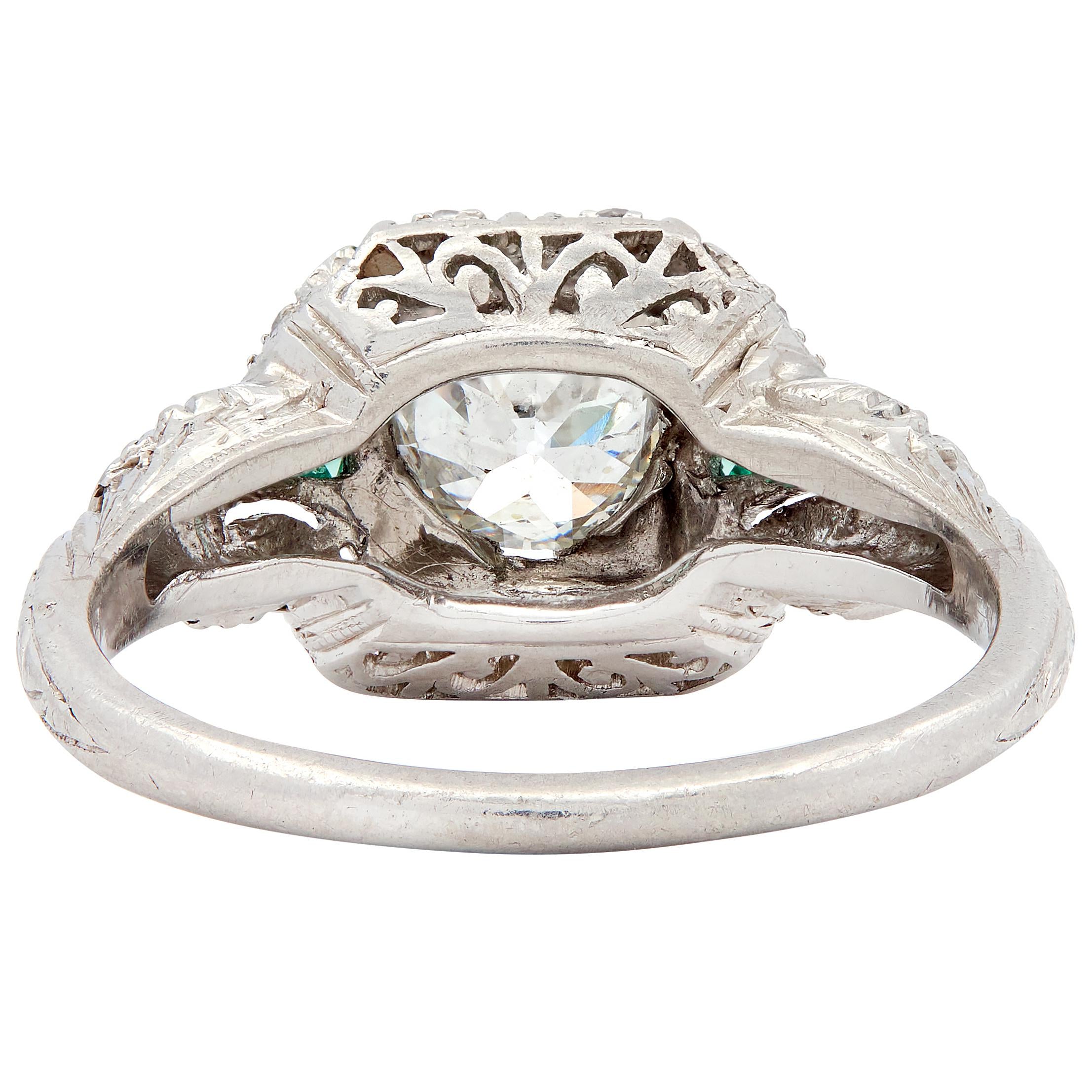 Art Deco 0.82 CTW Diamond Platinum Vintage Ornate Engagement Ring