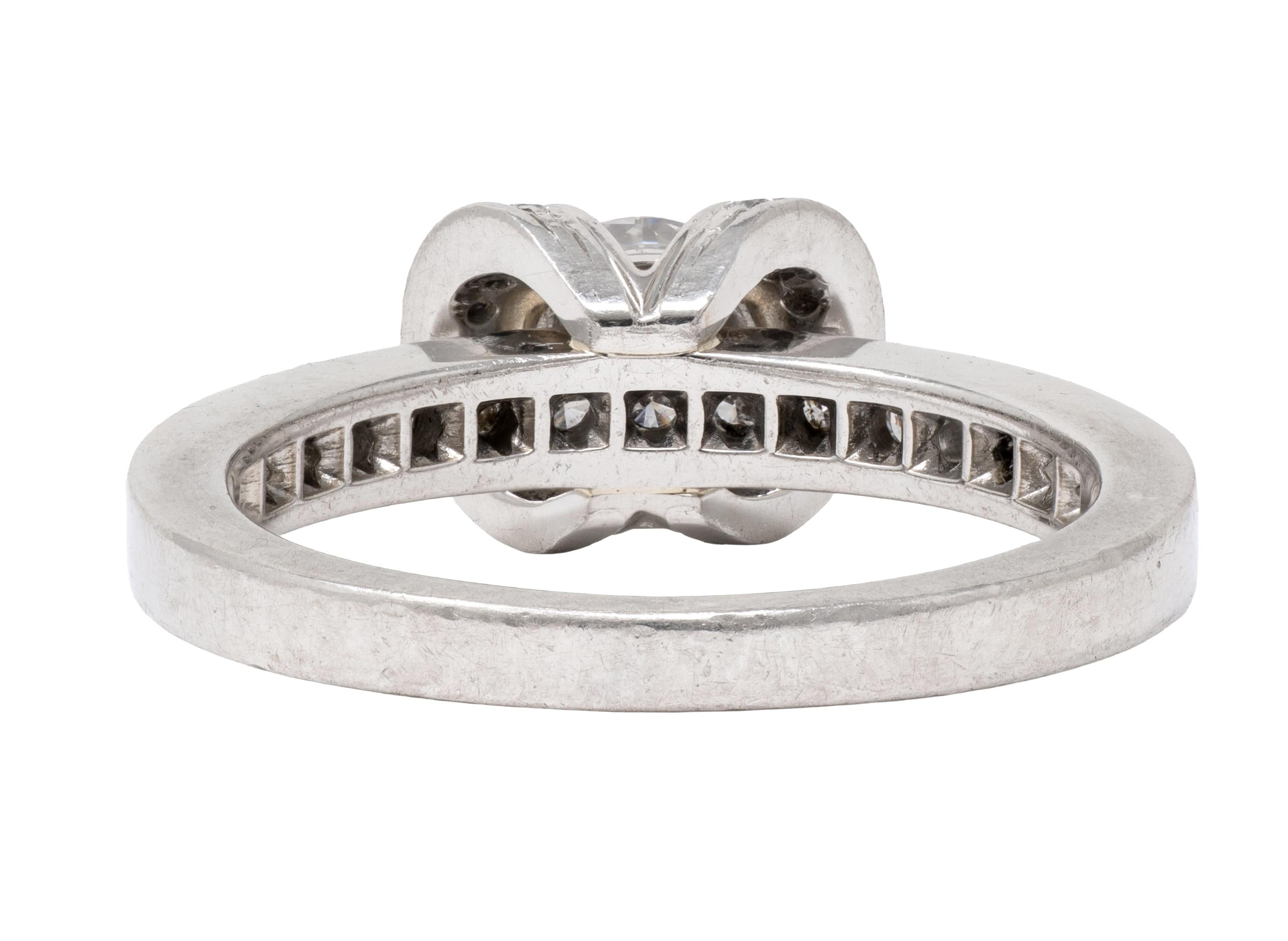 Tiffany & Co. 2000's Round Brilliant Cut Diamond Platinum Ribbon Engagement Ring
