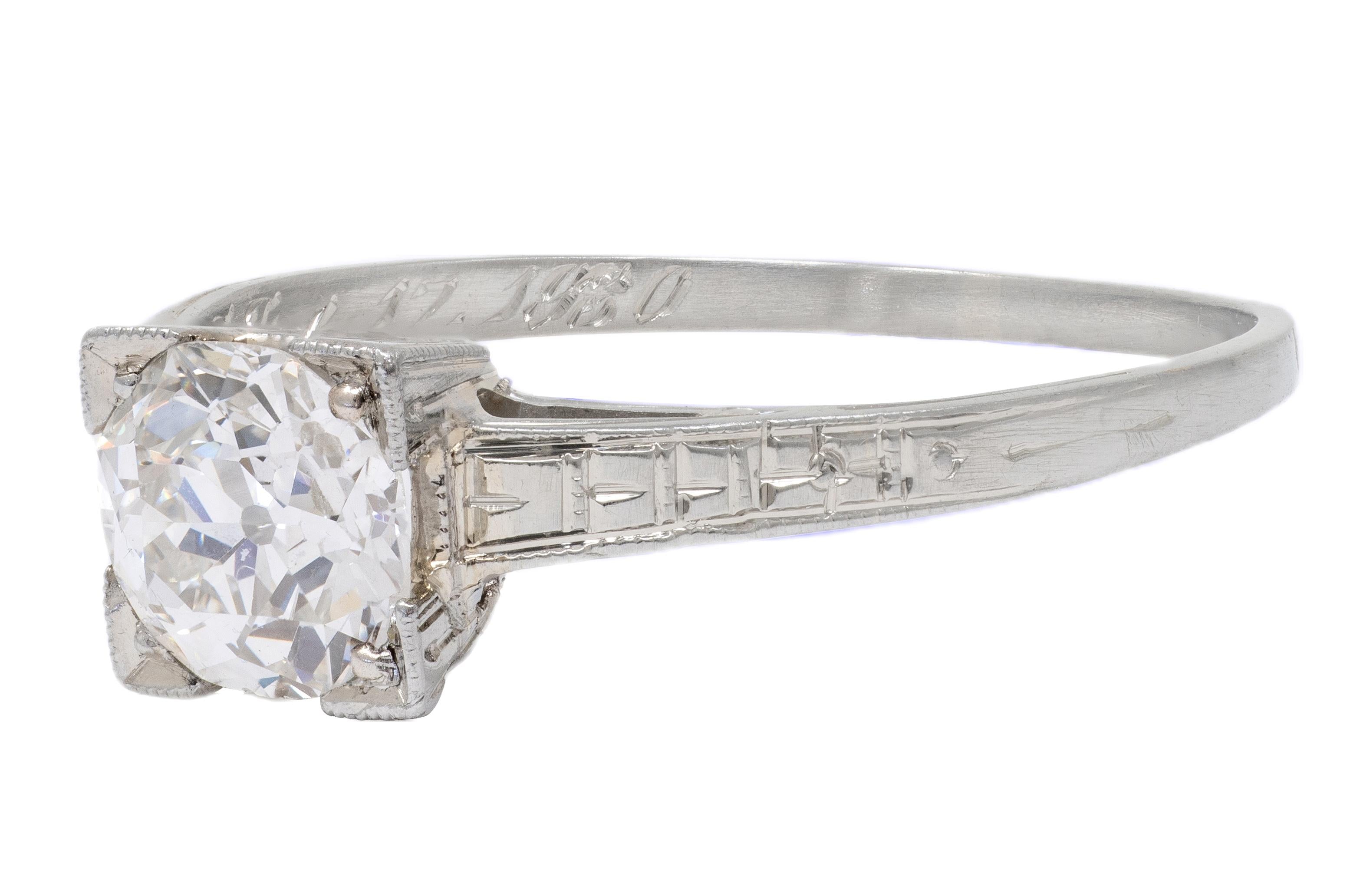 Art Deco Old European Diamond 18K Gold Vintage Orange Blossom Engagement Ring