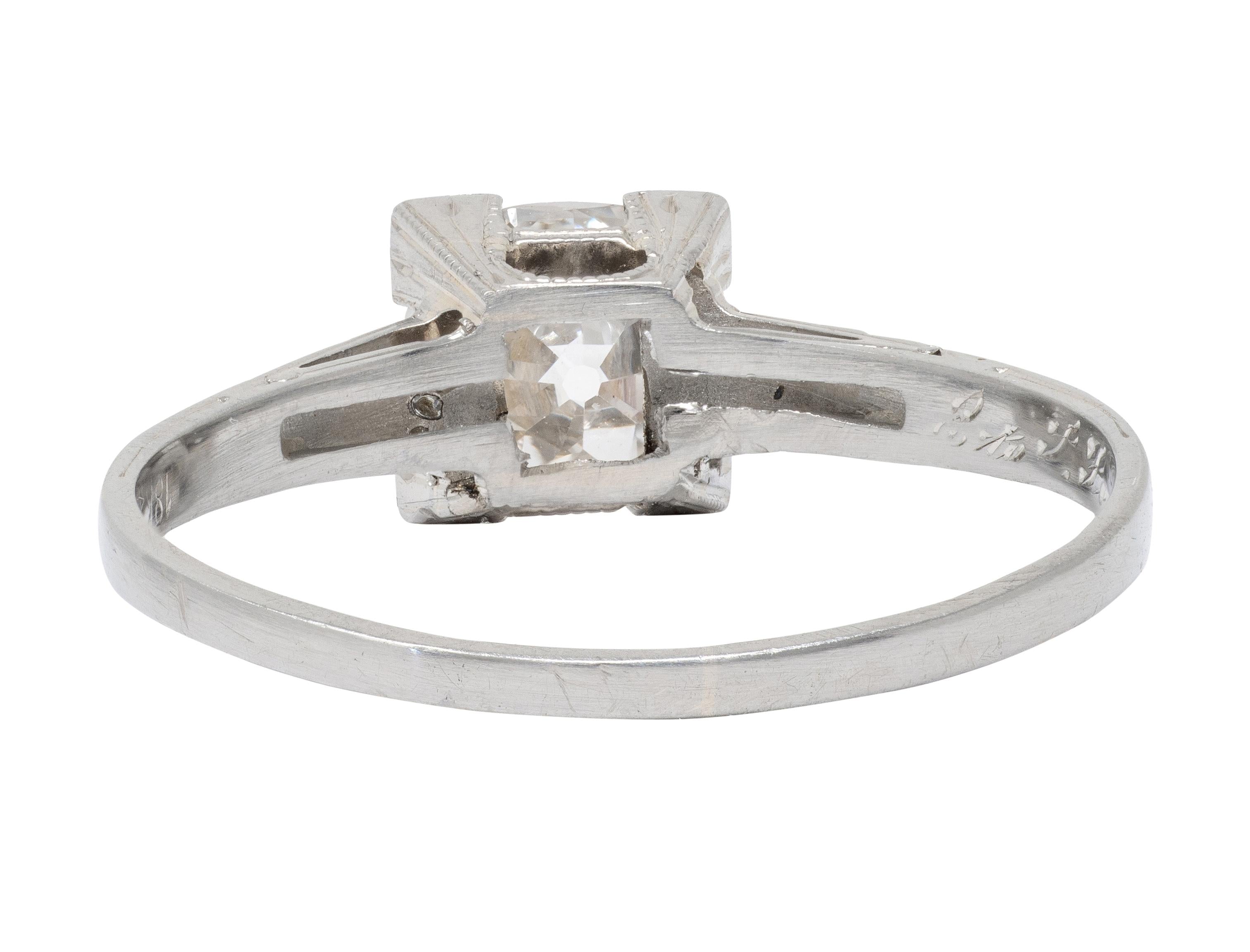 Art Deco Old European Diamond 18K Gold Vintage Orange Blossom Engagement Ring
