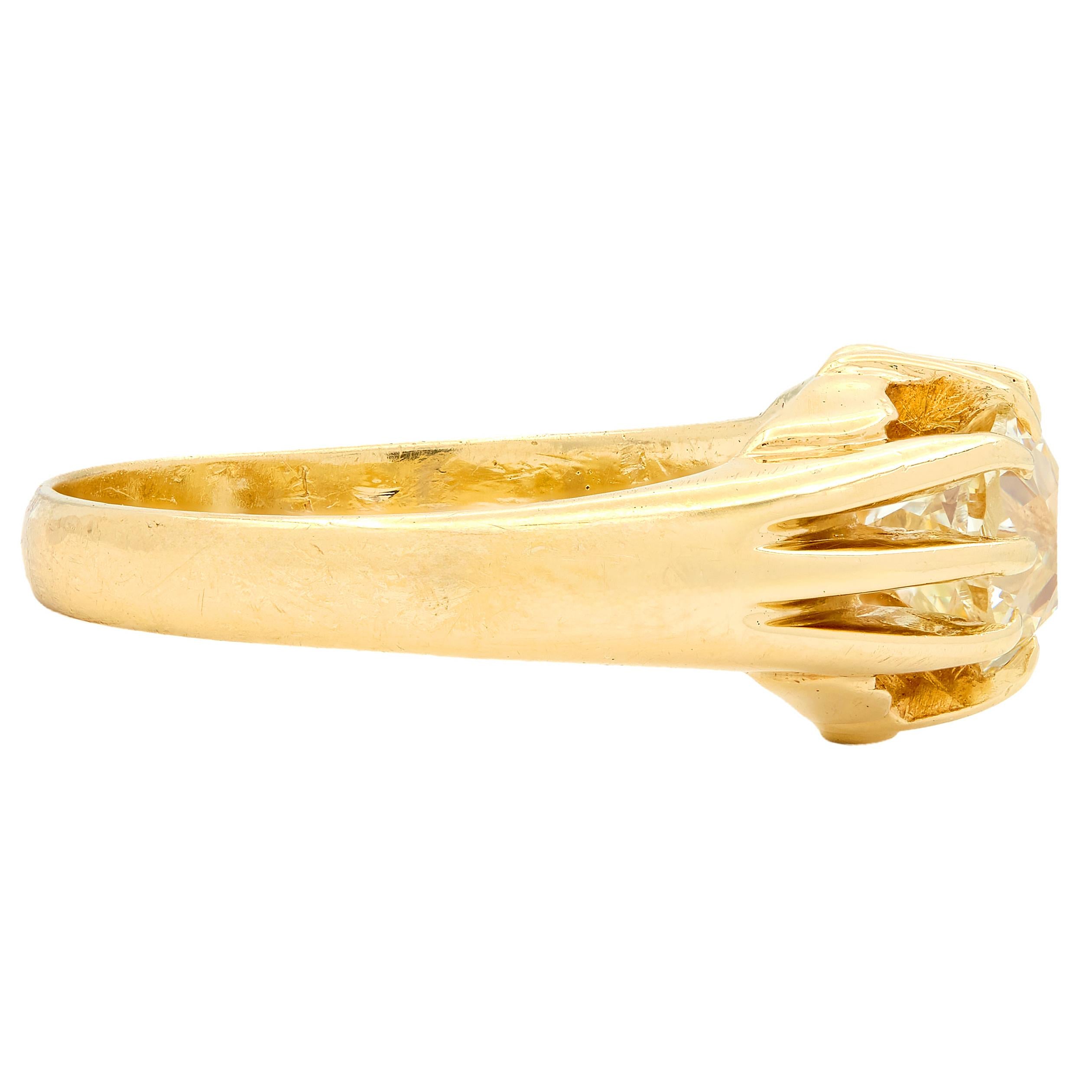 1960's Old Mine Diamond 18 Karat Yellow Gold Vintage Belcher Engagement Ring