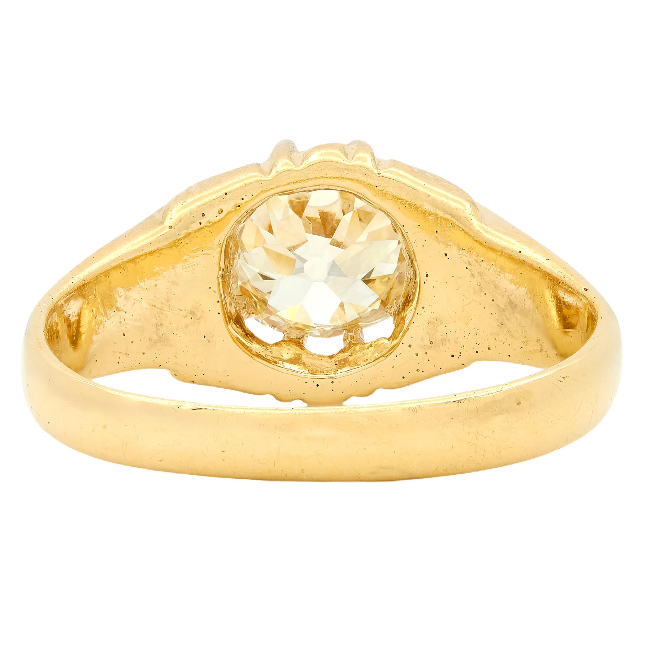 1960's Old Mine Diamond 18 Karat Yellow Gold Vintage Belcher Engagement Ring