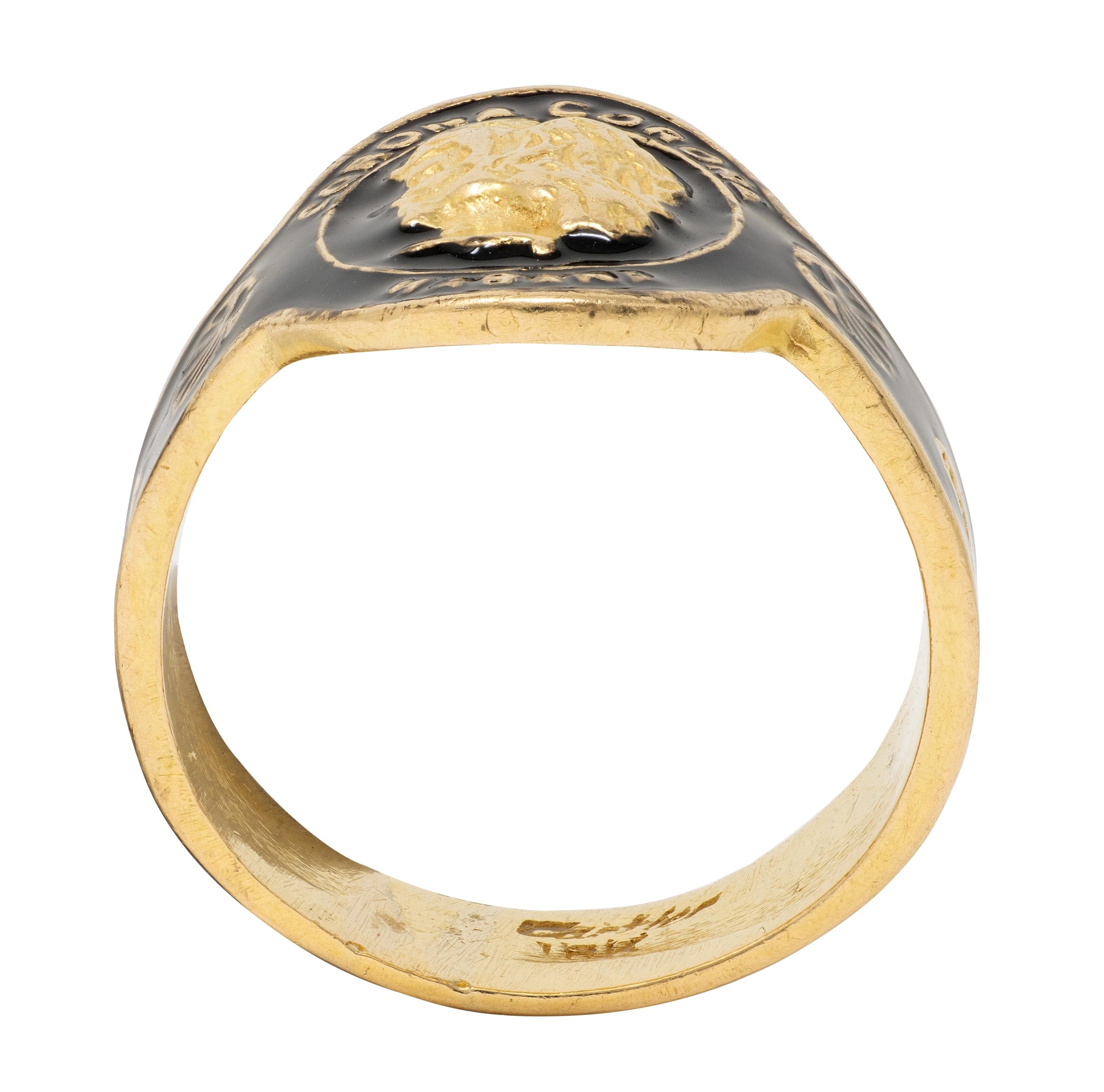 Cartier 1970's Black Enamel 18 Karat Yellow Gold Vintage Unisex Cigar Band Ring