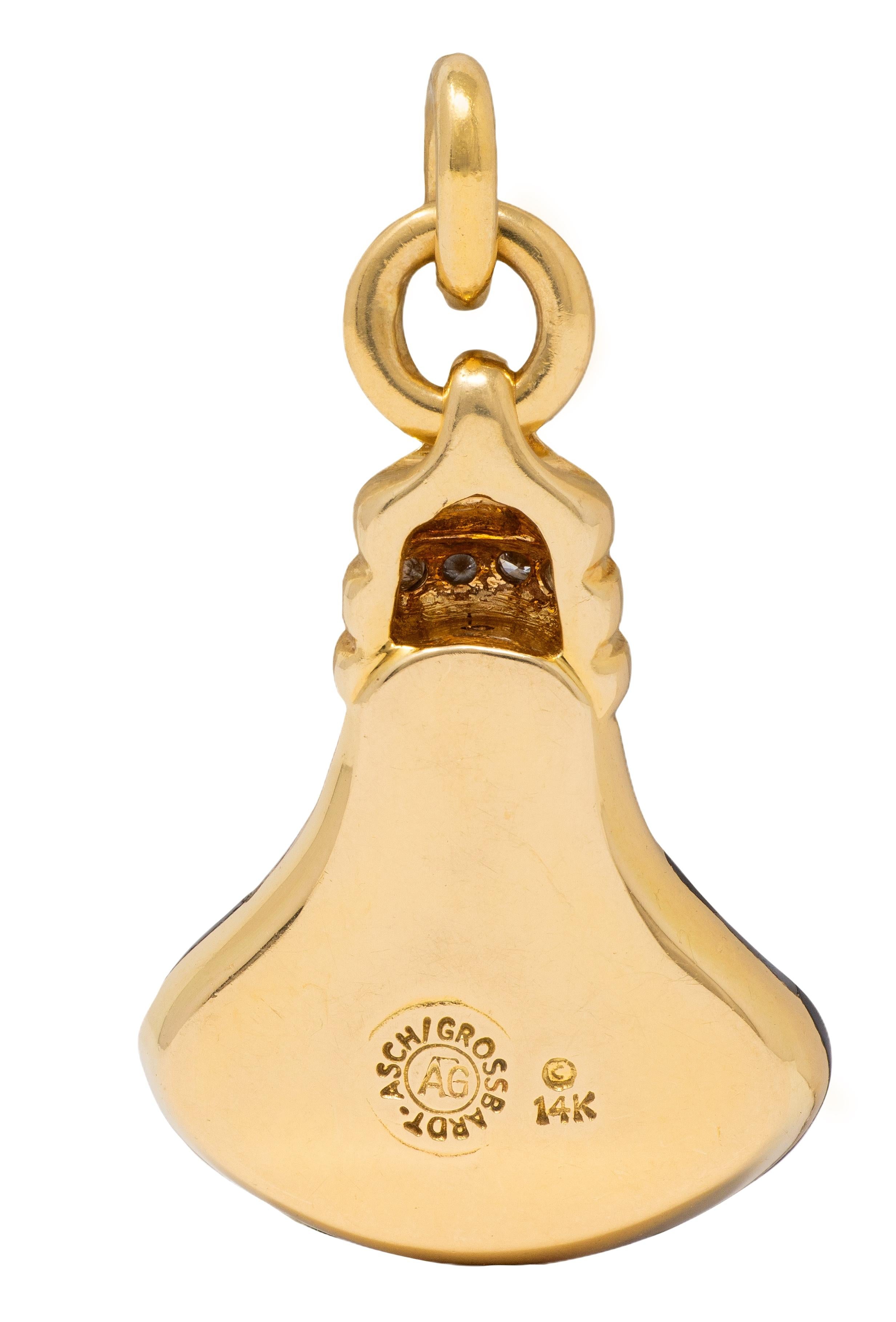 Asch Grossbardt 1980's Multi-Gem Diamond 14K Gold Vintage Bottle Charm