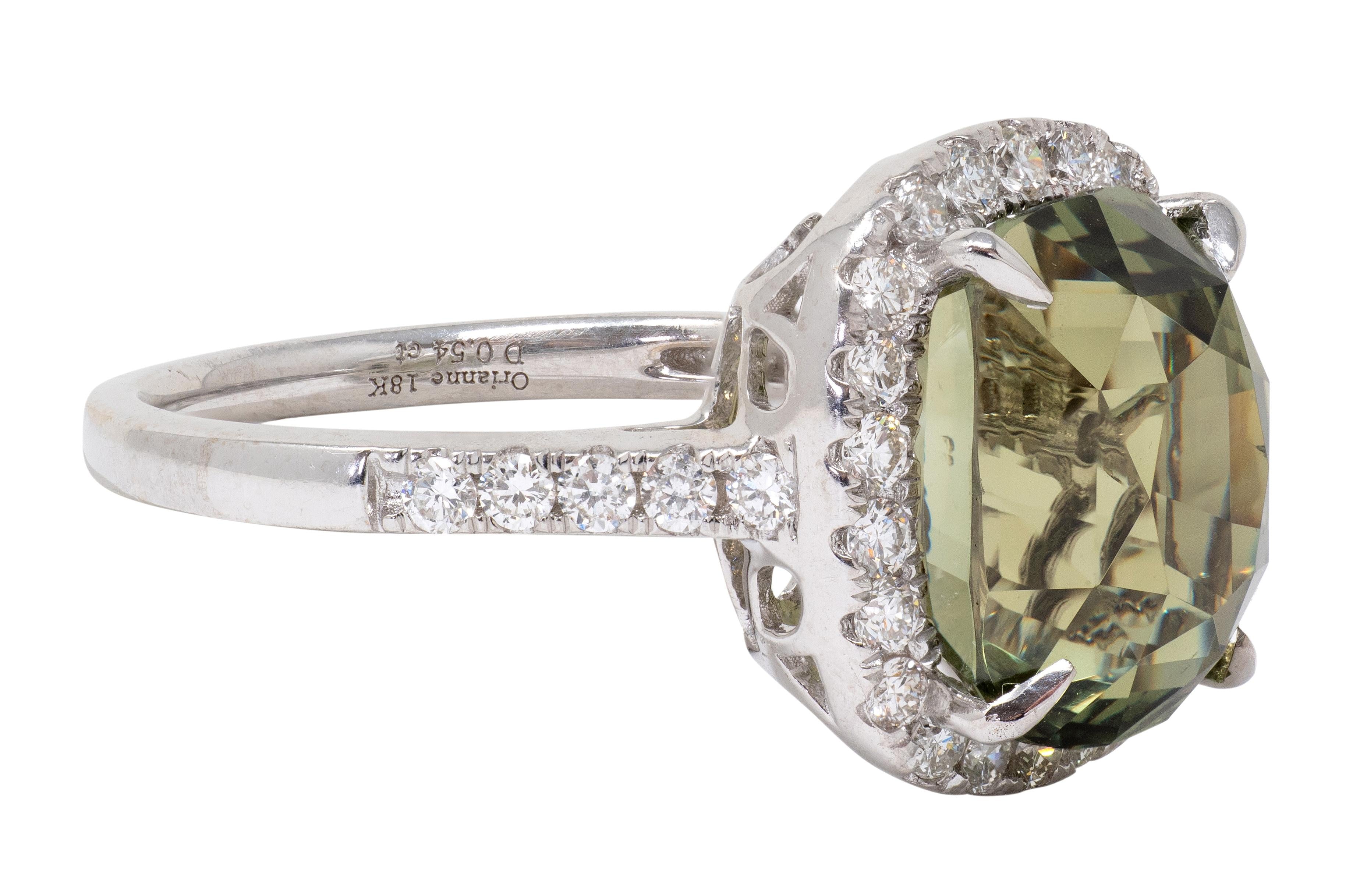 Orianne 2000's 8.65 CTW Alexandrite Diamond 18K White Gold Contemporary Ring