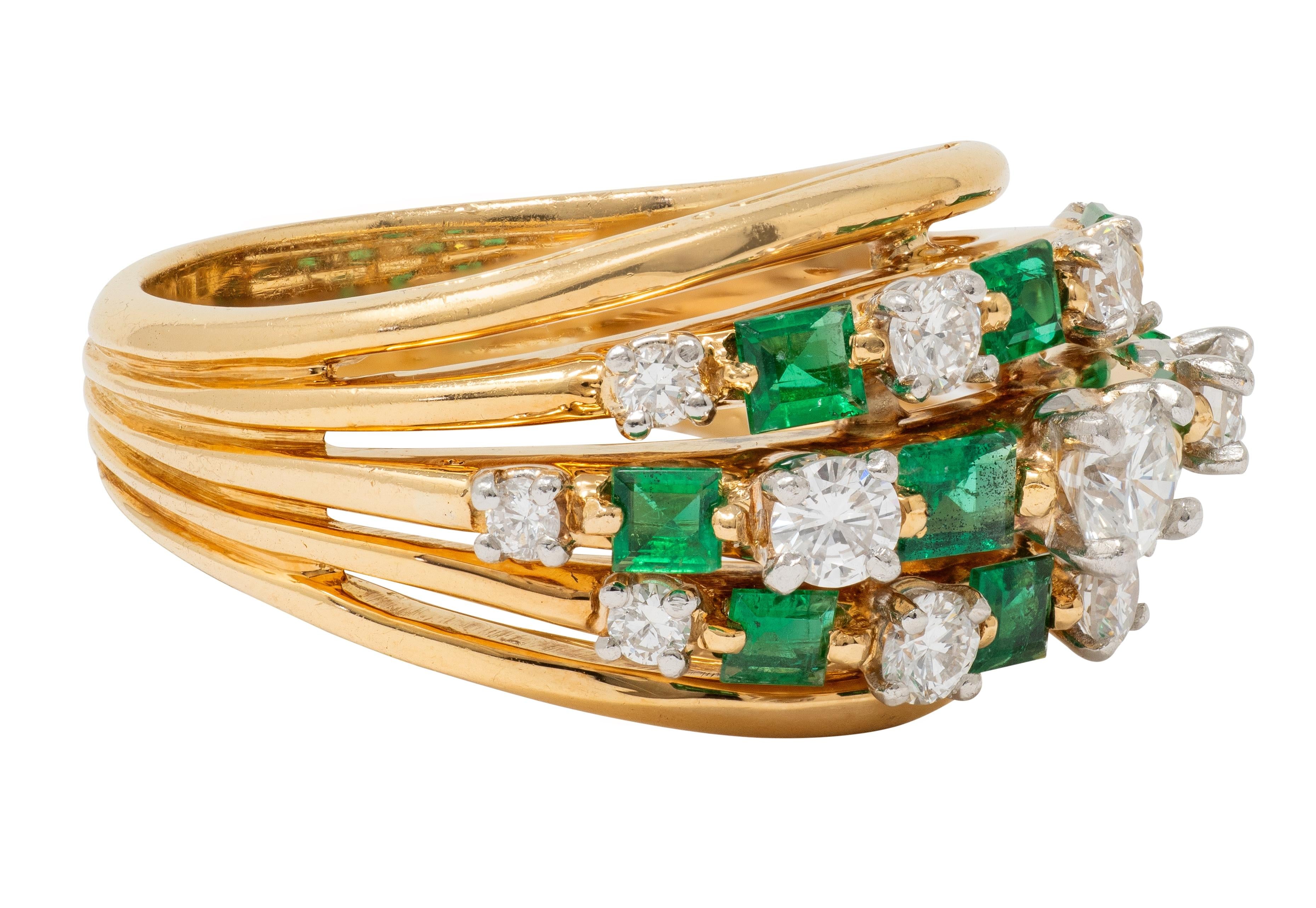 Oscar Heyman 1980 1.80 CTW Emerald Diamond 18K Gold Platinum Vintage Ring