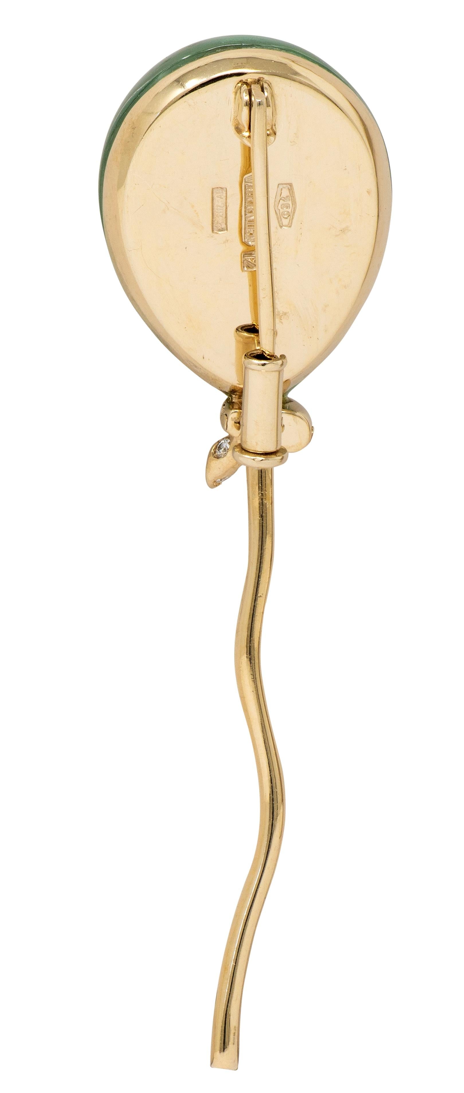Vhernier 2000's Chrysoprase Diamond 18 Karat Gold Palloncino Balloon Brooch