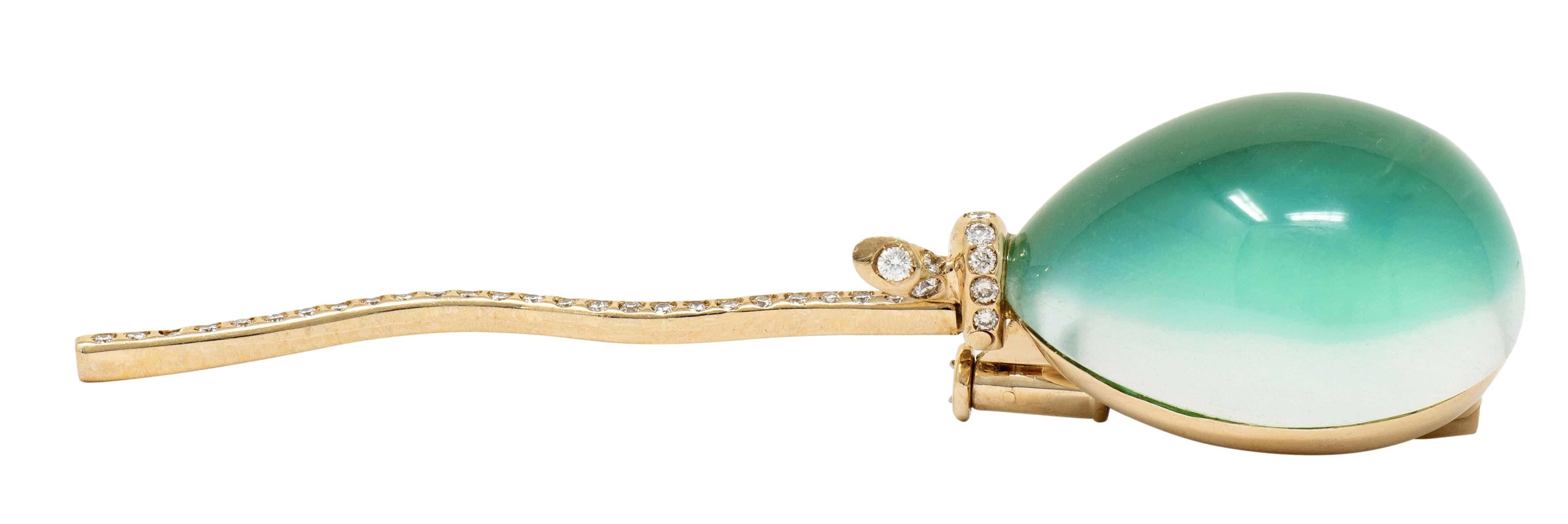 Vhernier 2000's Chrysoprase Diamond 18 Karat Gold Palloncino Balloon Brooch