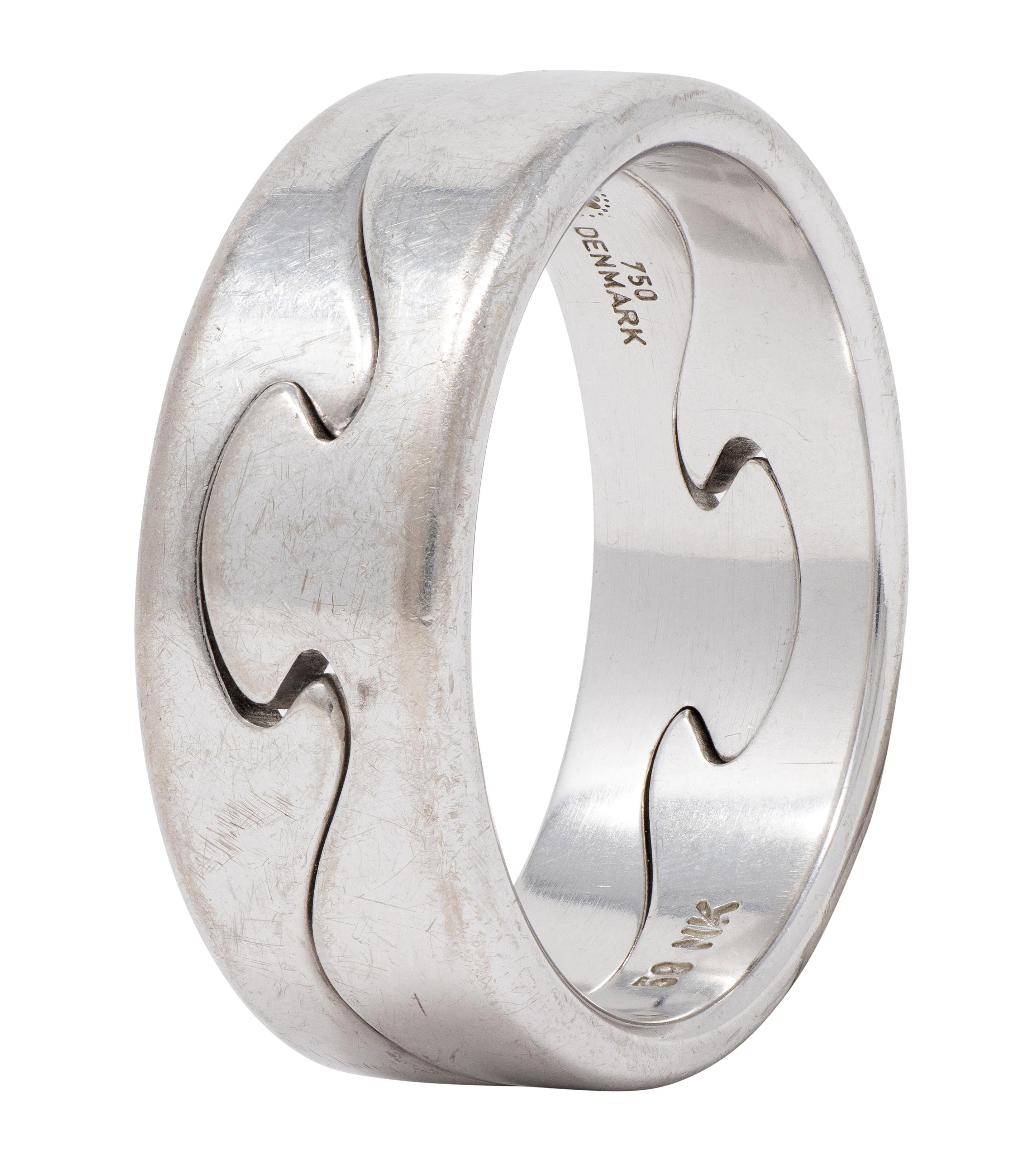 Nina Koppel For Georg Jensen 1990's 18 Karat White Gold Vintage Puzzle Ring