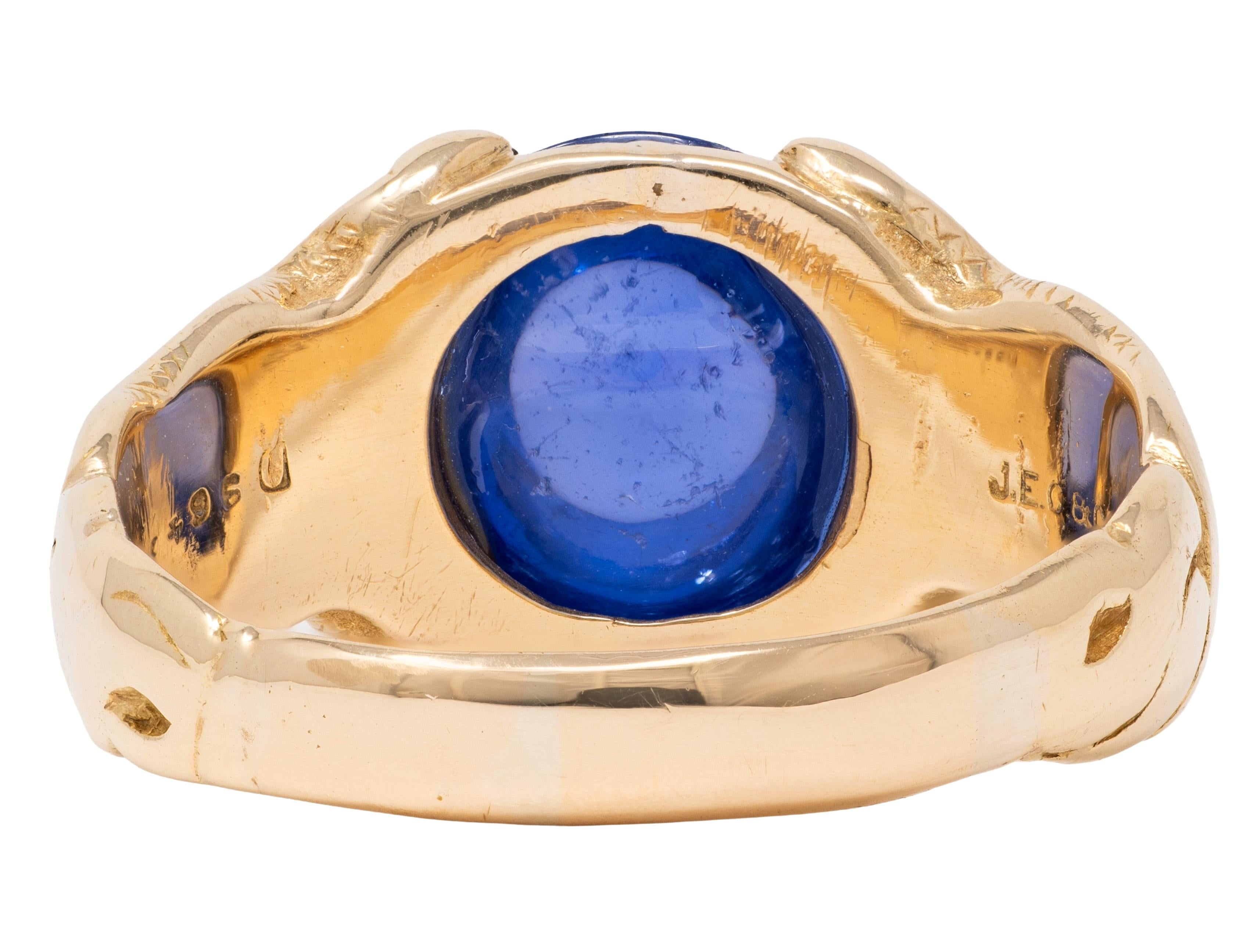 J.E. Caldwell Art Nouveau No Heat Ceylon Sapphire 14K Gold Antique Unisex Ring