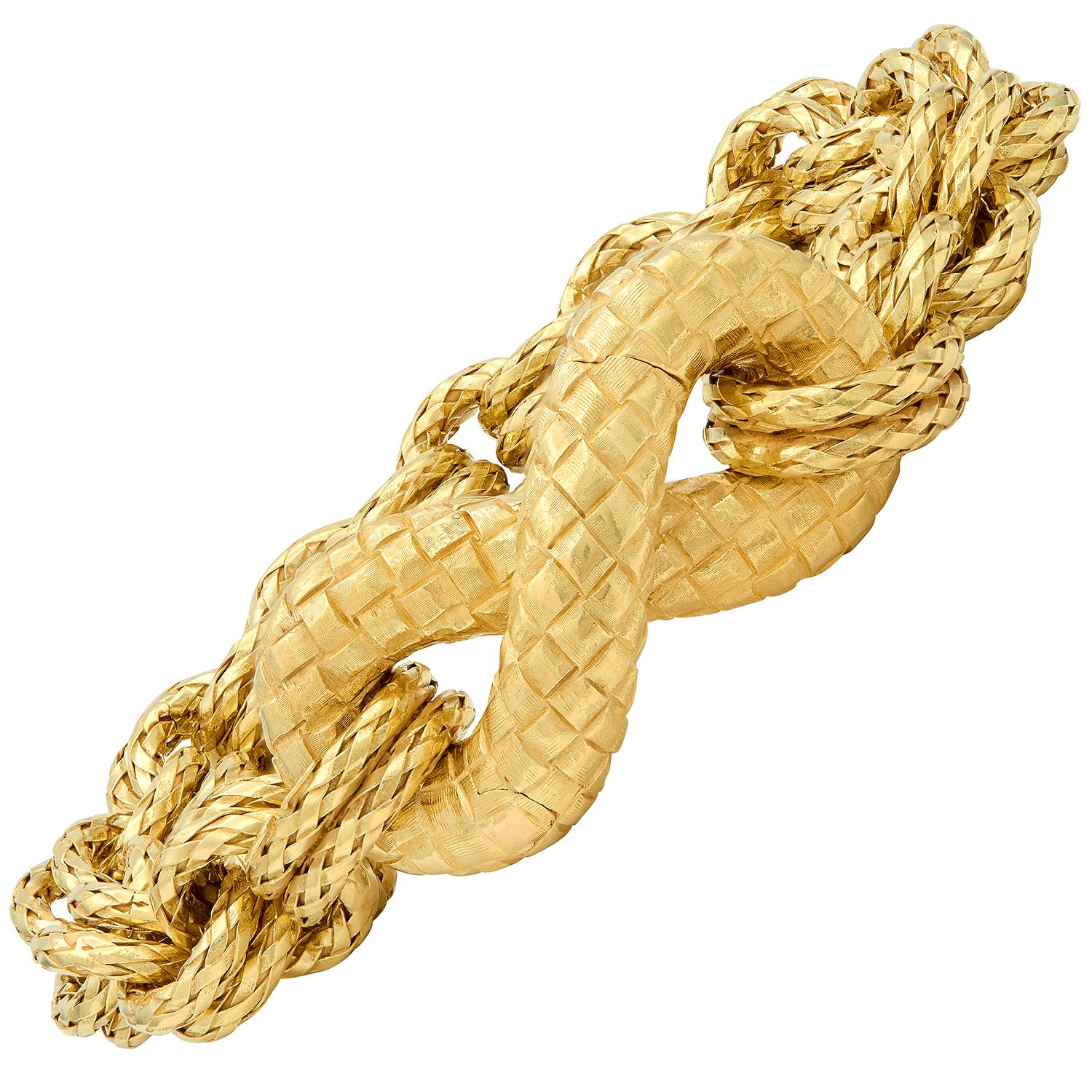 Bottega Veneta 18K Yellow Gold Vintage Torcello Woven Infinity Link Bracelet
