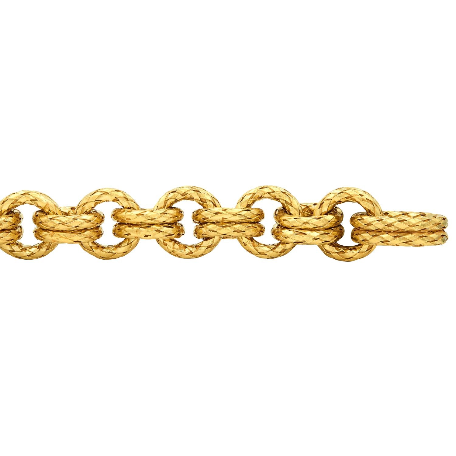 Bottega Veneta 1990's 18 Karat Yellow Gold Vintage Torcello Woven Infinity Link Bracelet