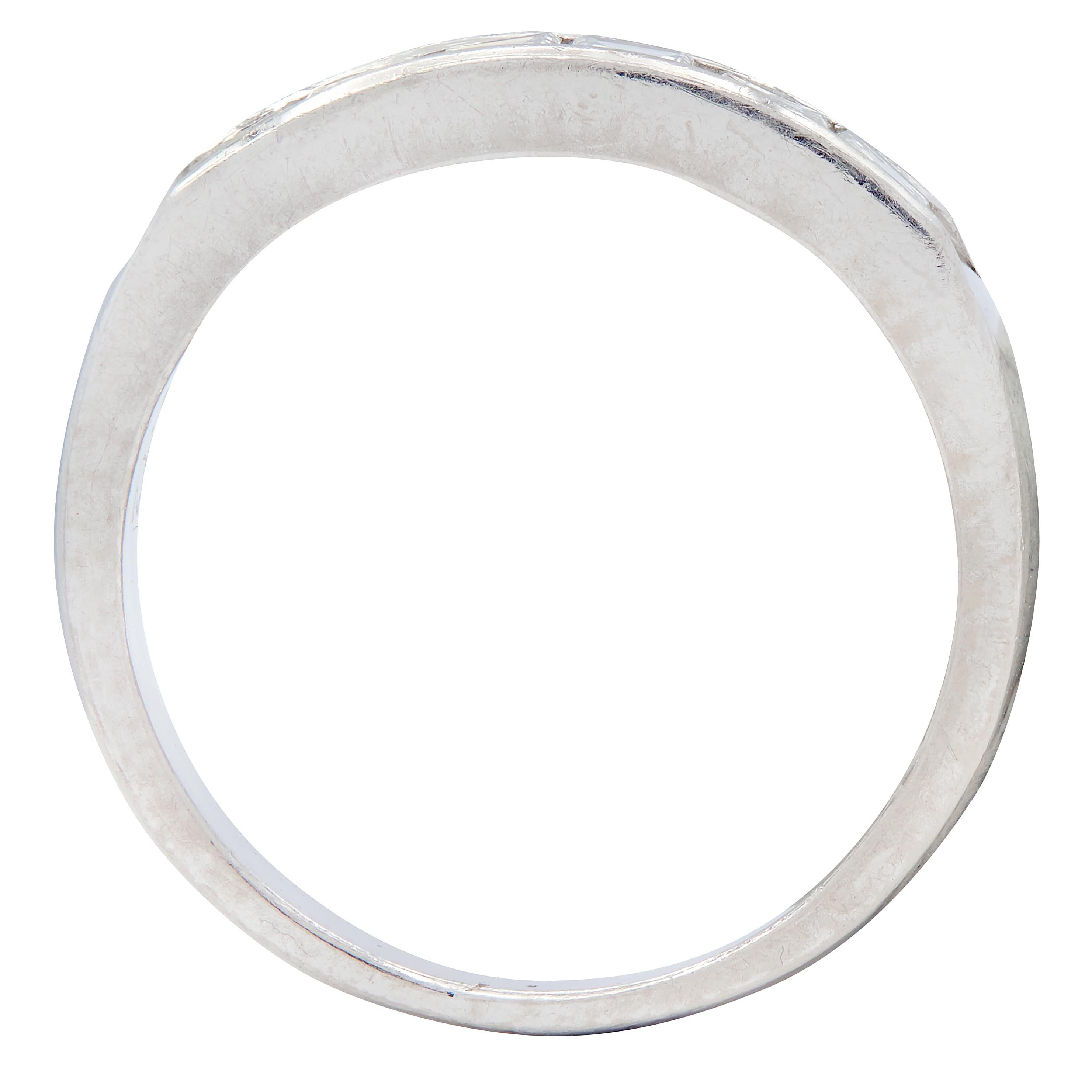 Contemporary 0.72 CTW Diamond Platinum Five Stone Channel Band Ring