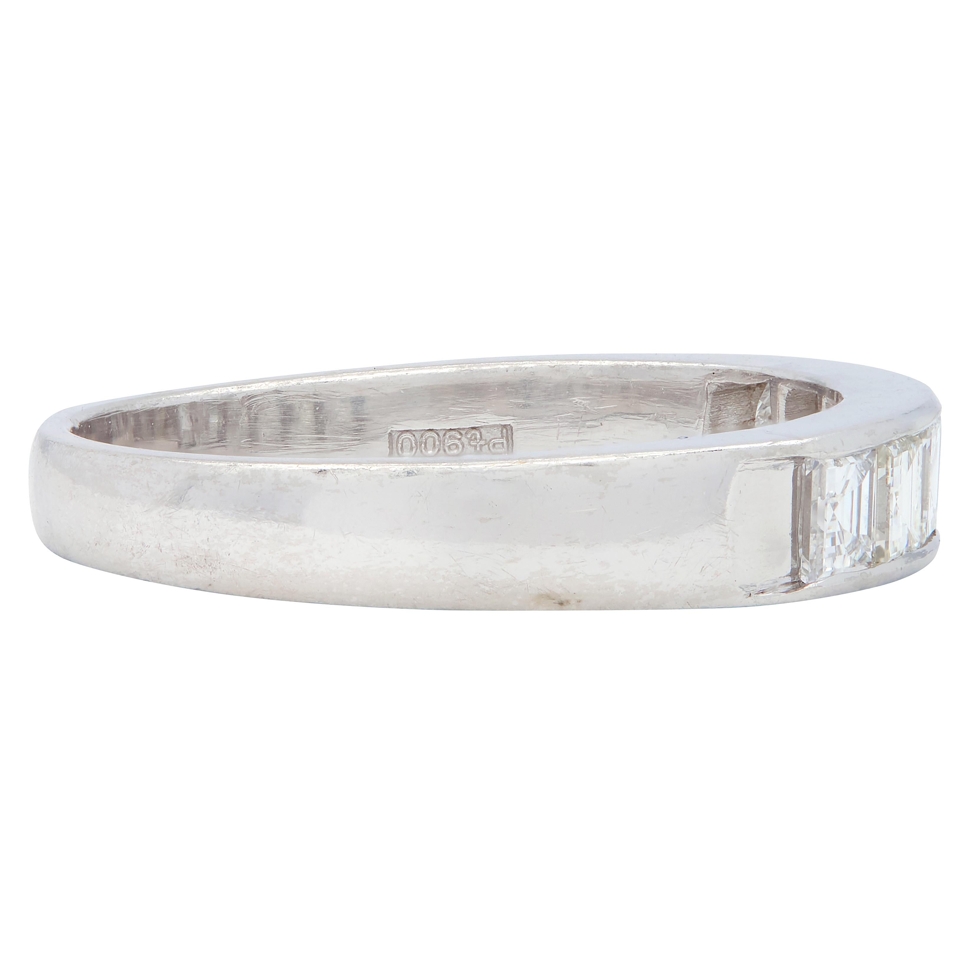 Contemporary 0.72 CTW Diamond Platinum Five Stone Channel Band Ring