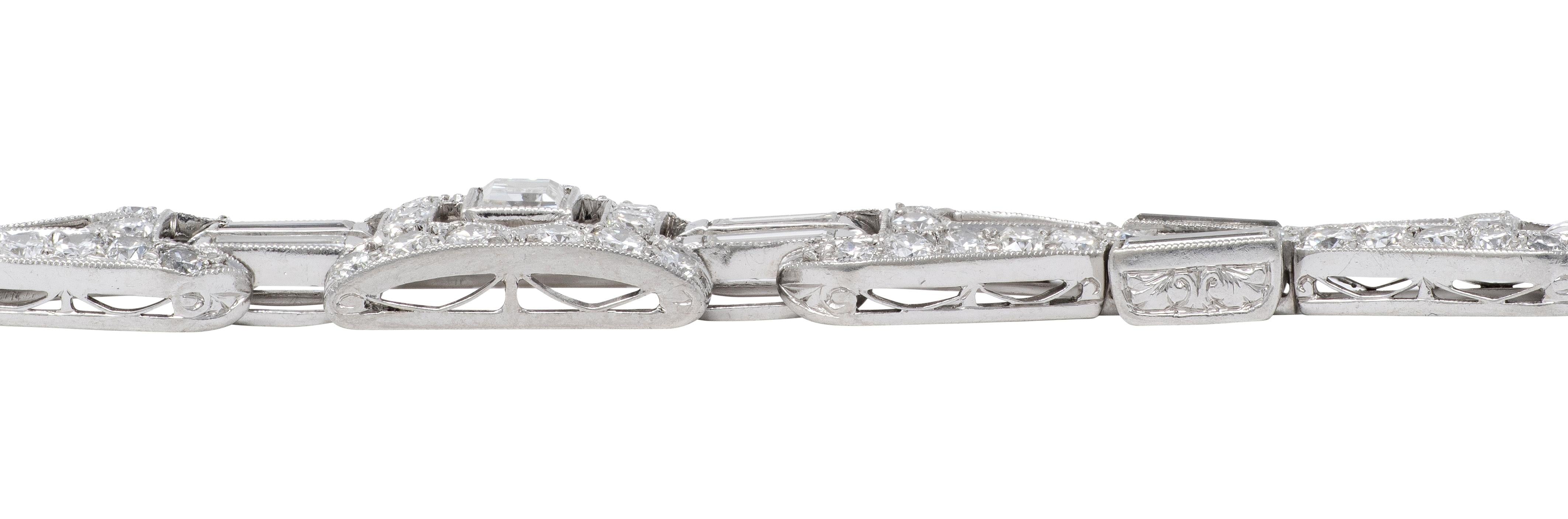 Art Deco 8.20 CTW Diamond Platinum Vintage Bowtie Link Bracelet
