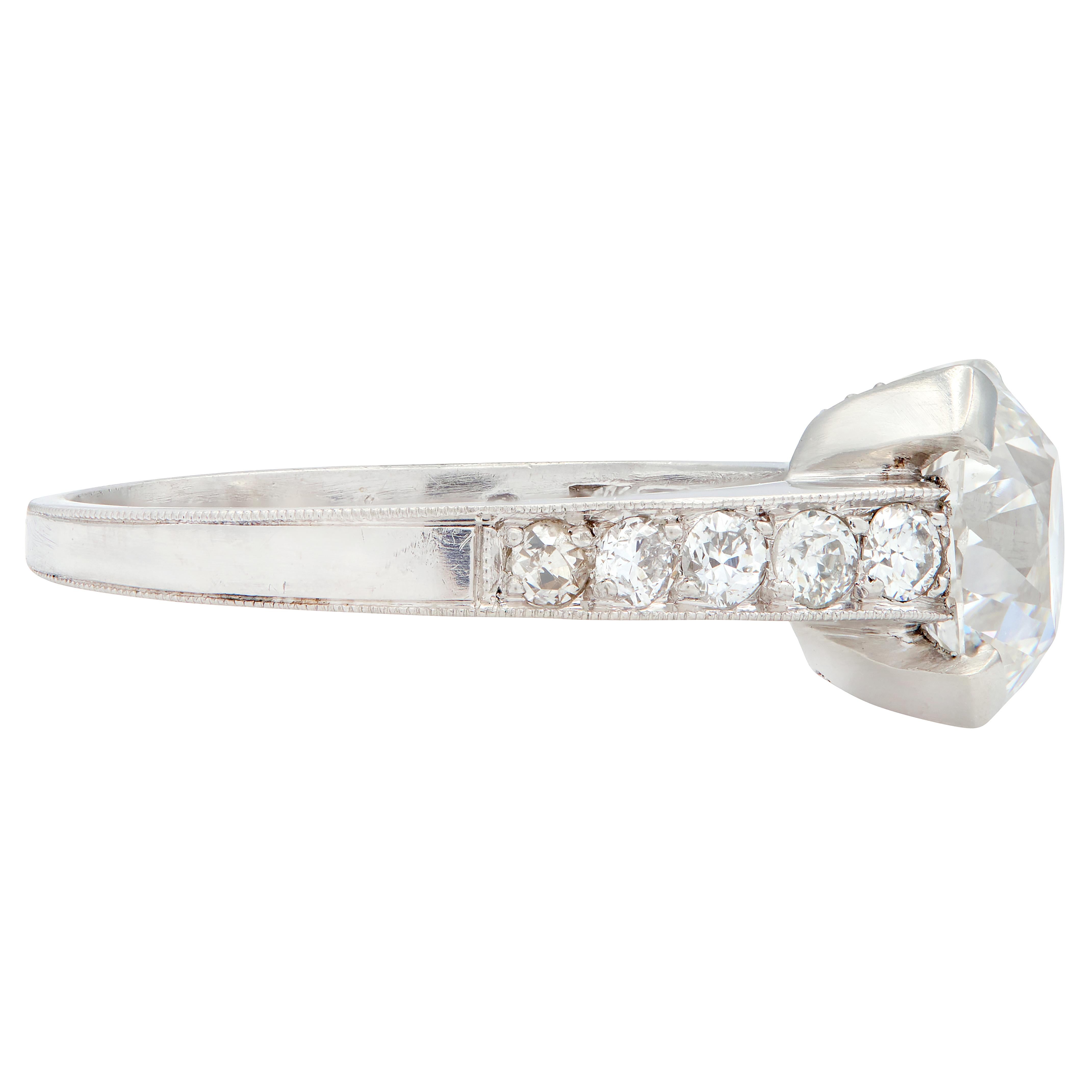 Art Deco 1.88 CTW Old European Cut Diamond Platinum Vintage Engagement Ring