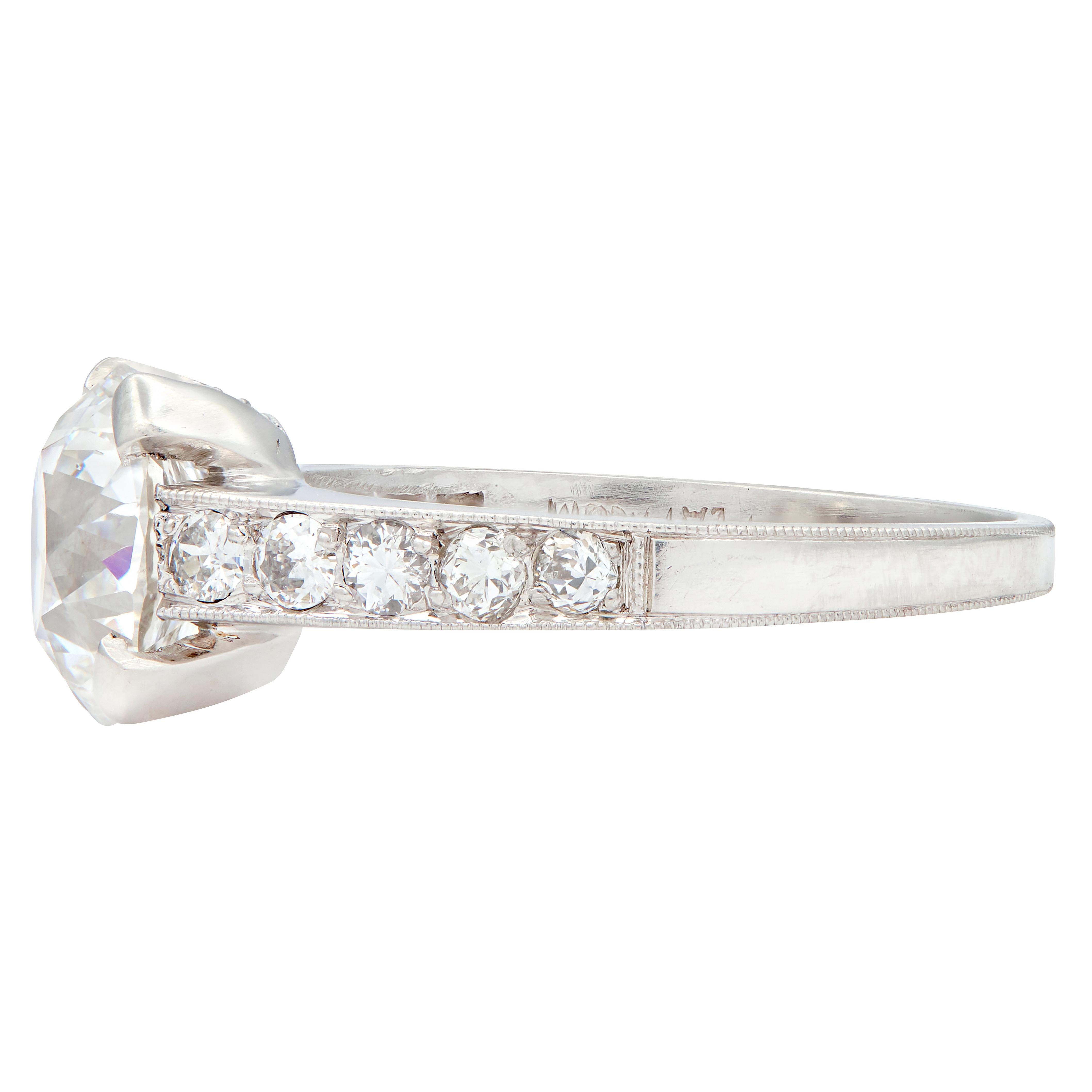 Art Deco 1.88 CTW Old European Cut Diamond Platinum Vintage Engagement Ring